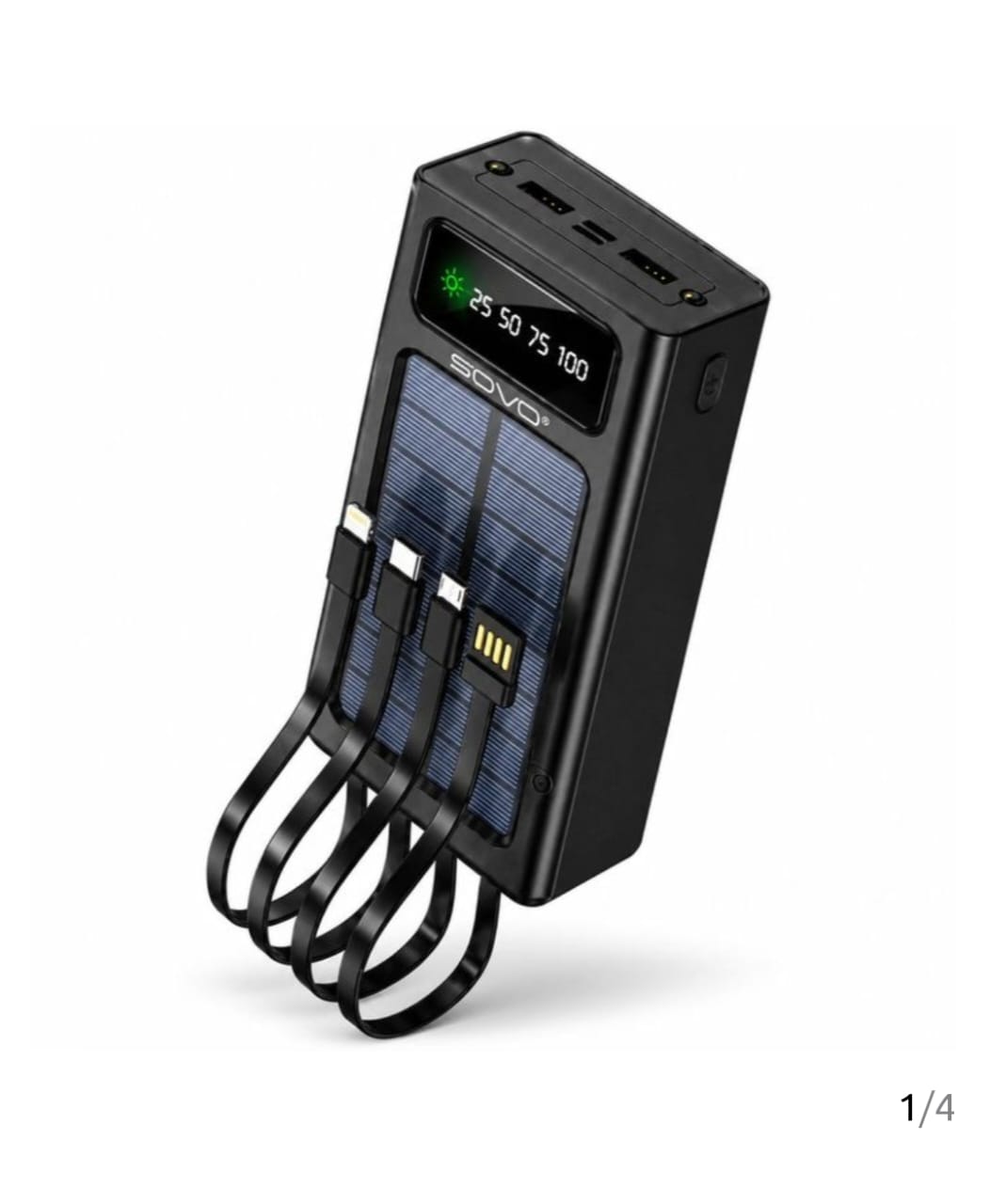 POWER BANK SOVO Solaire X21 30000mAh Noir - 4 Câbles Intégrés
