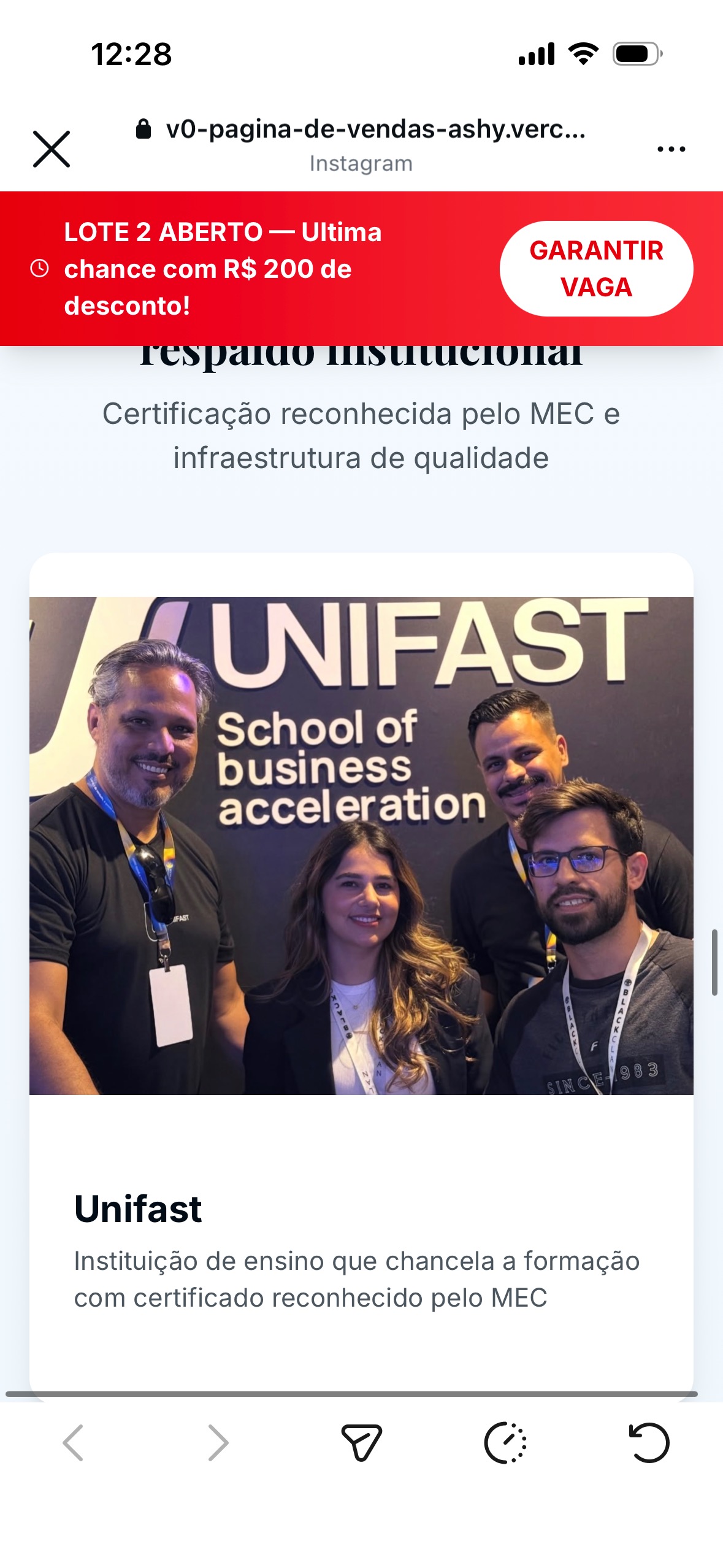 Equipe Unifast - School of Business Acceleration