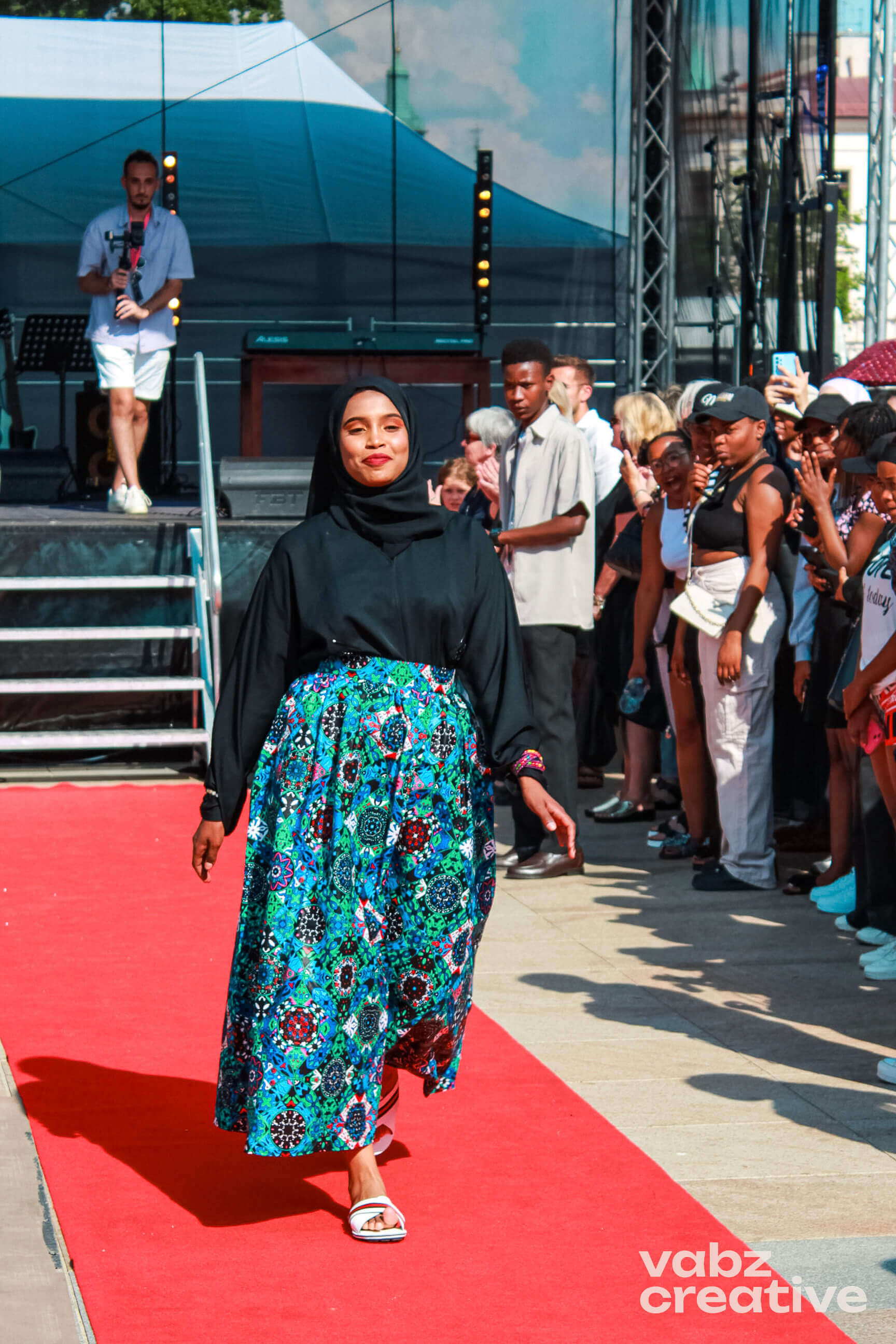 Woman in hijab on runway