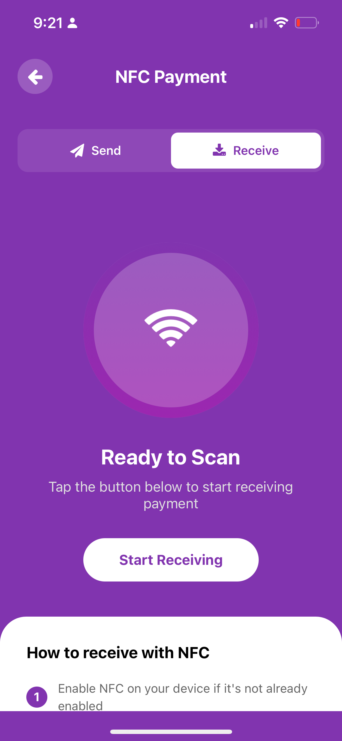 NFC Payment Screen