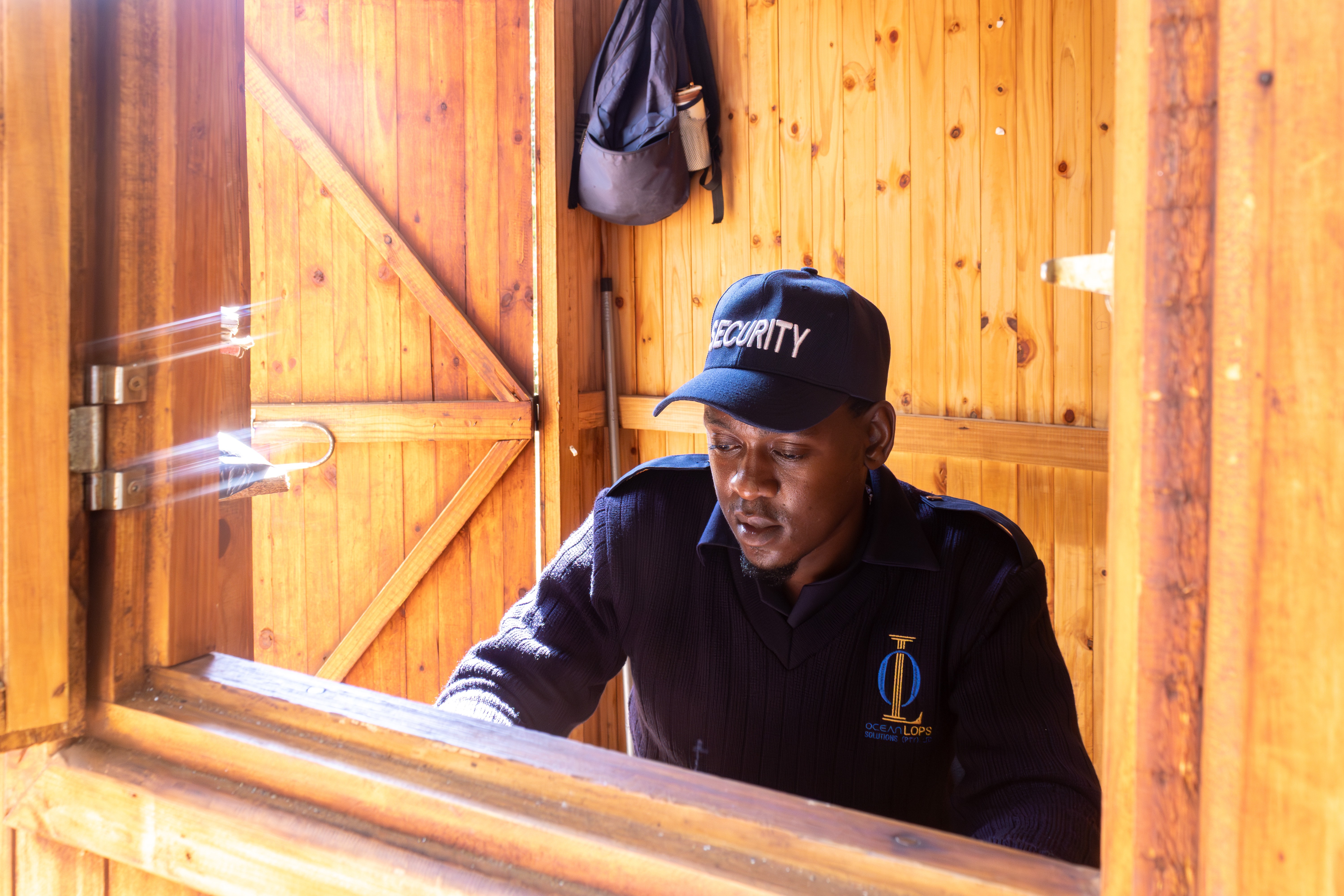 Ocean Lops officer at guard house