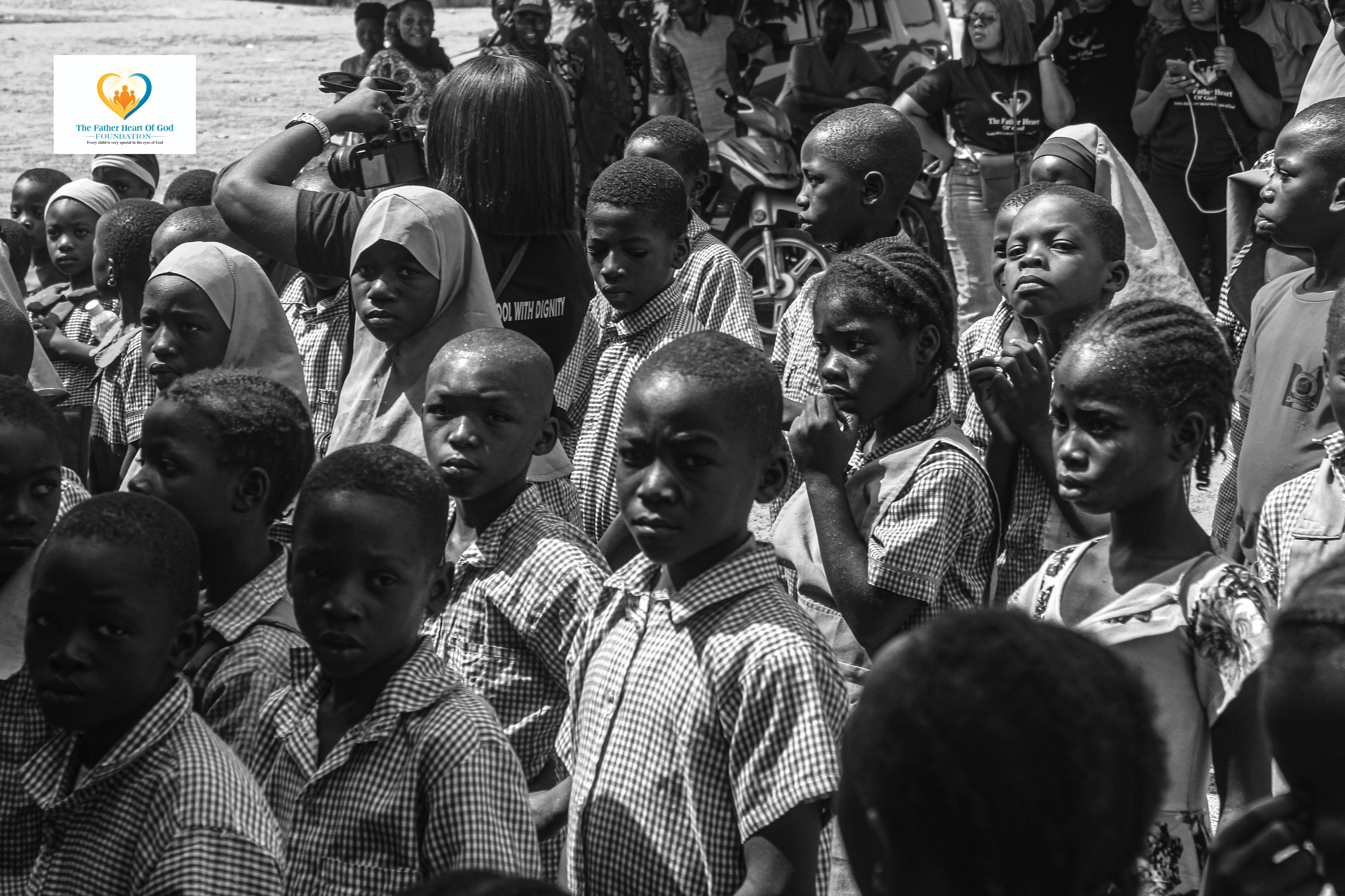 Group of children in school uniforms