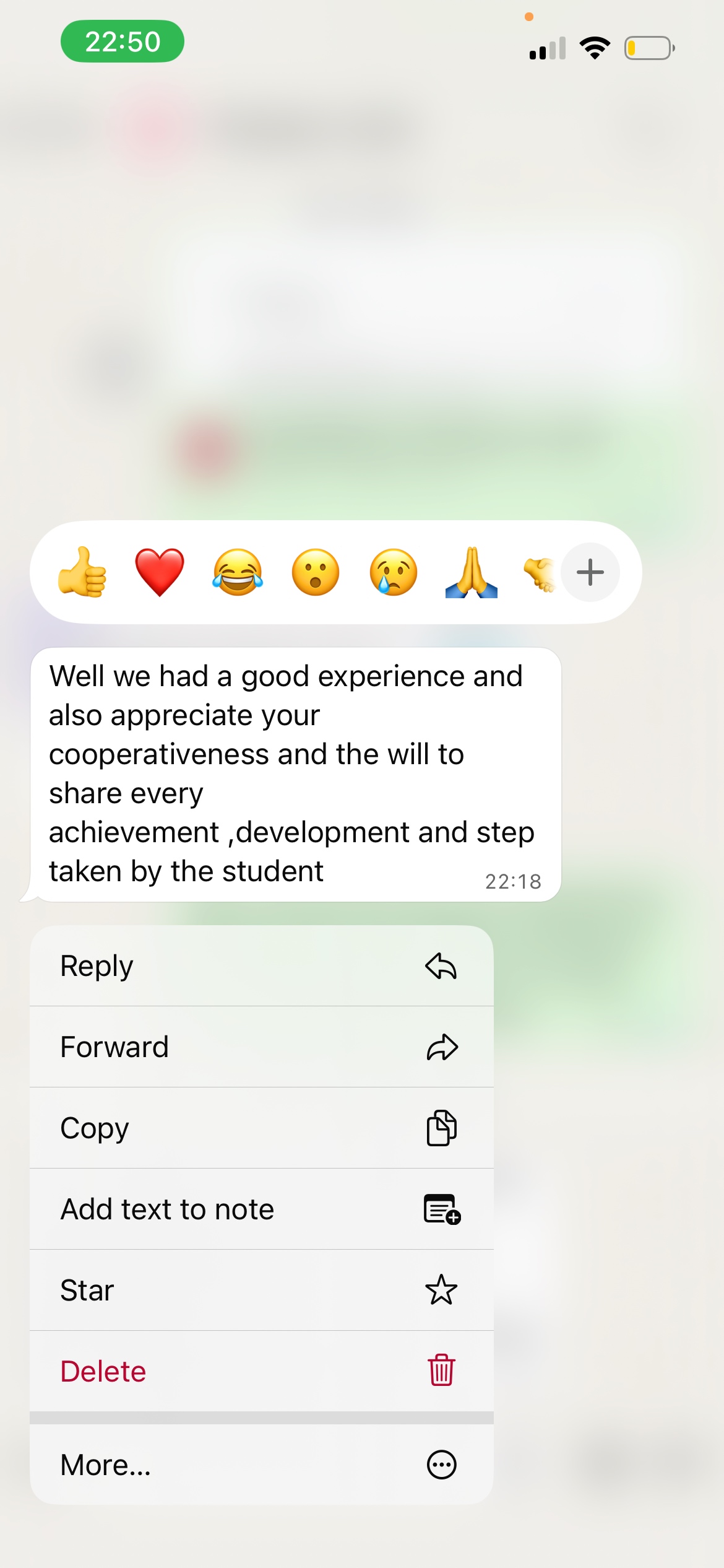 Parent testimonial - Good experience and appreciation for sharing achievements