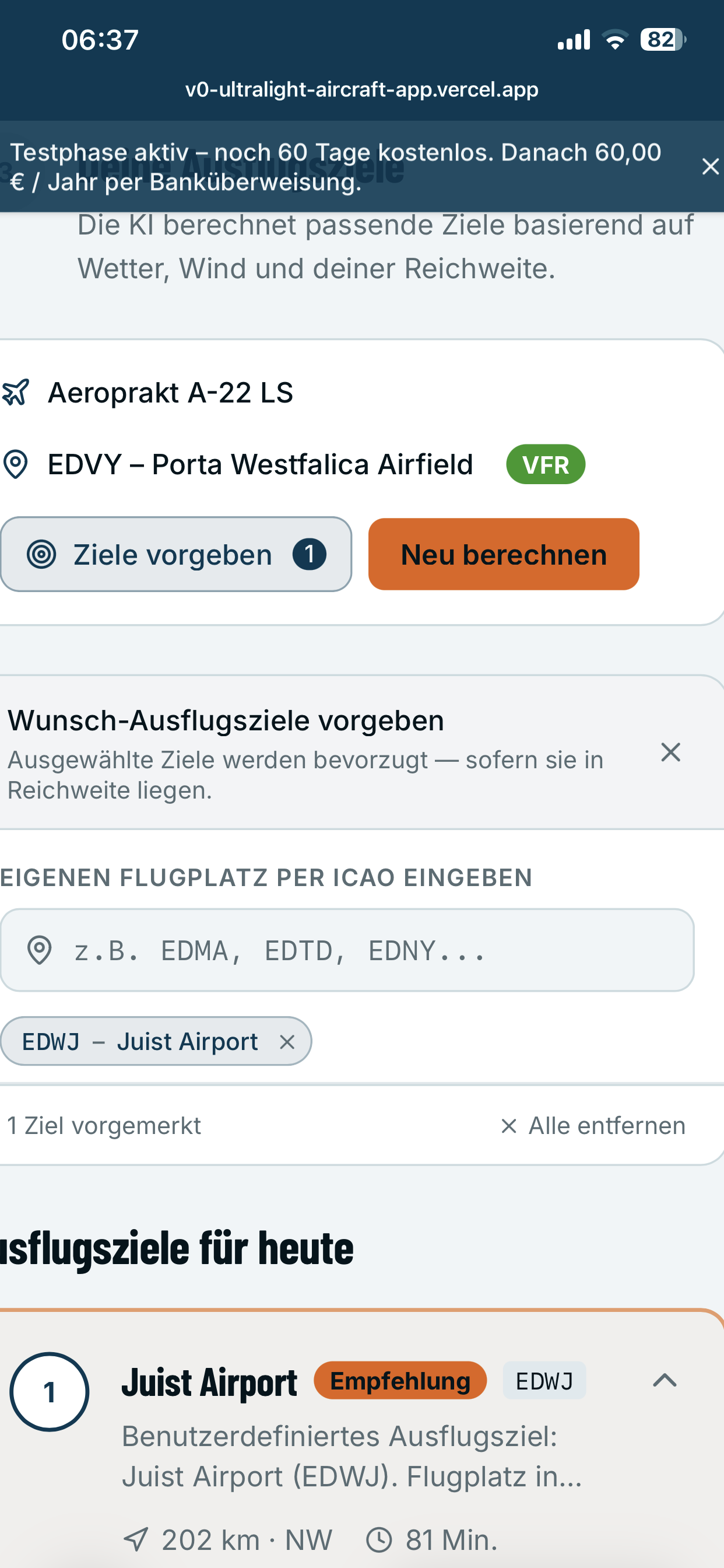 UL-Ausflugplaner App – Ausflugsziele mit Juist Airport als Empfehlung