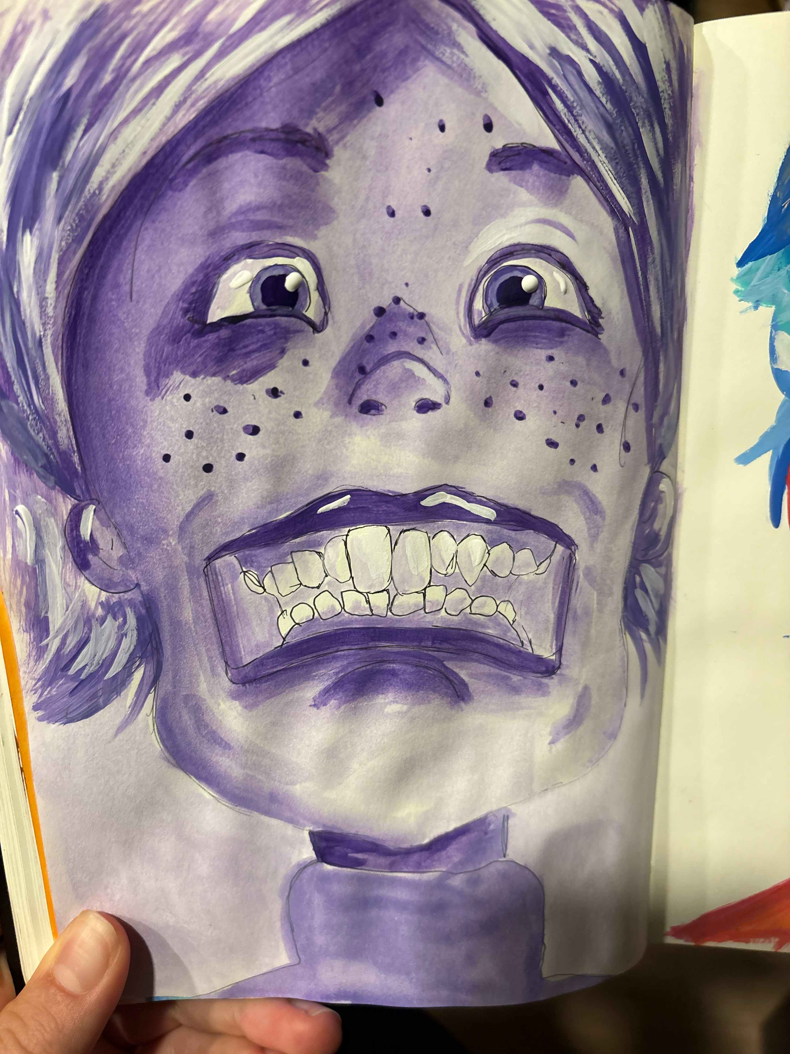 Purple portrait with expressive face