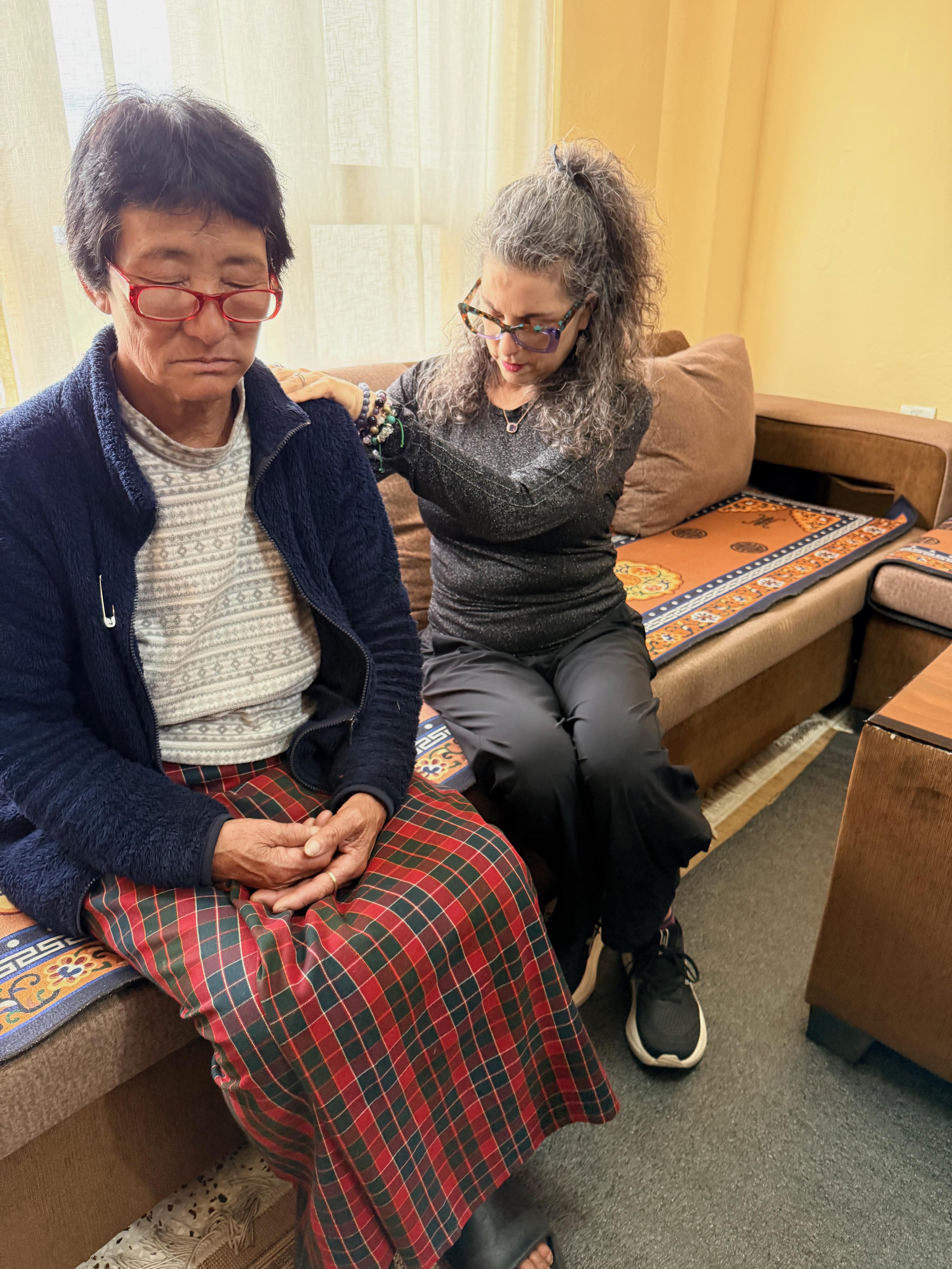 Amy performing energy healing in Bhutan