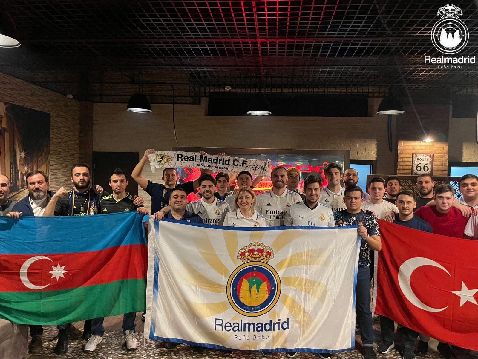 Peña Madridista Baku supporters gathered for a match night