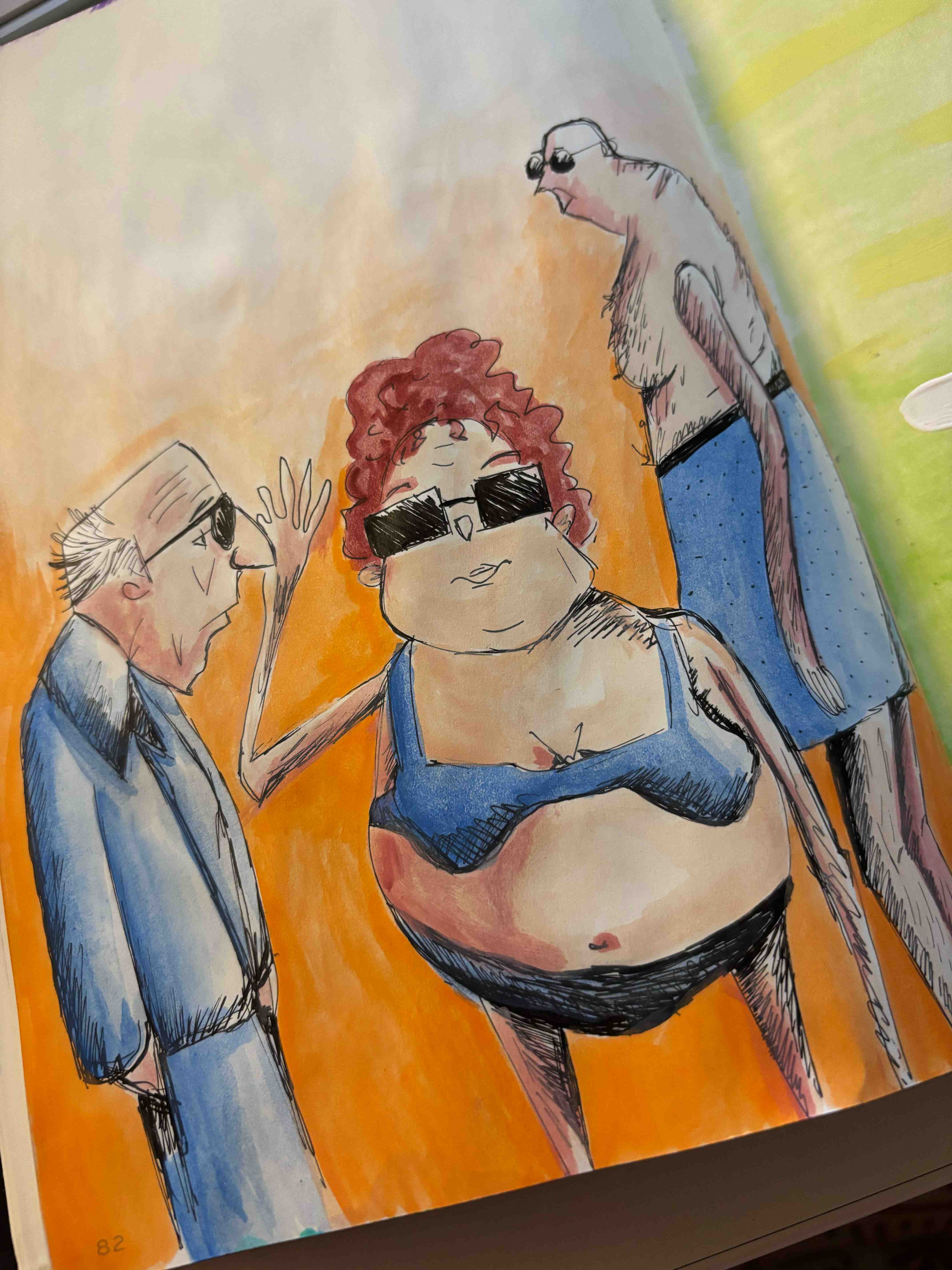 Beach scene watercolor illustration
