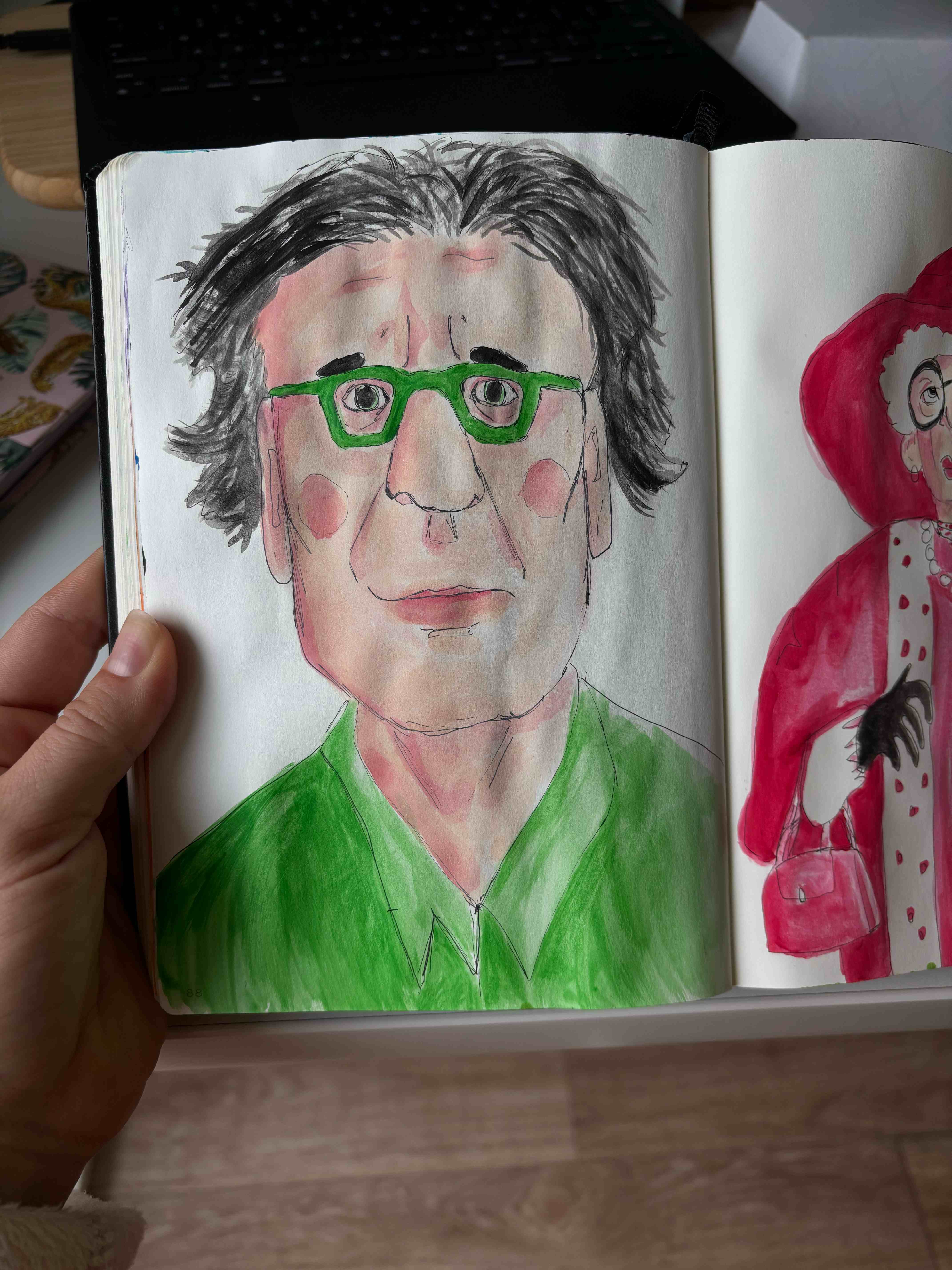 Portrait with green glasses and shirt
