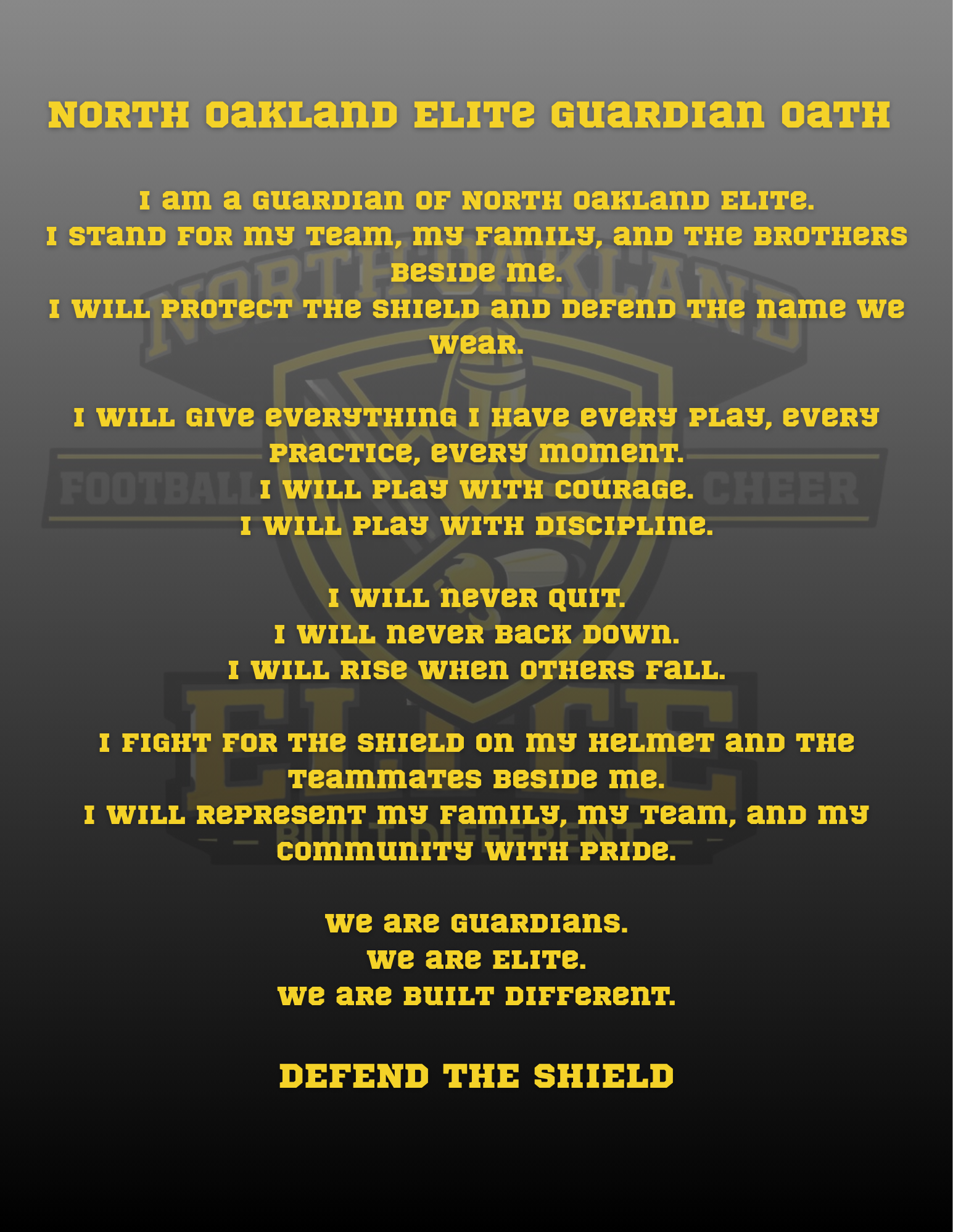 North Oakland Elite Guardian Oath