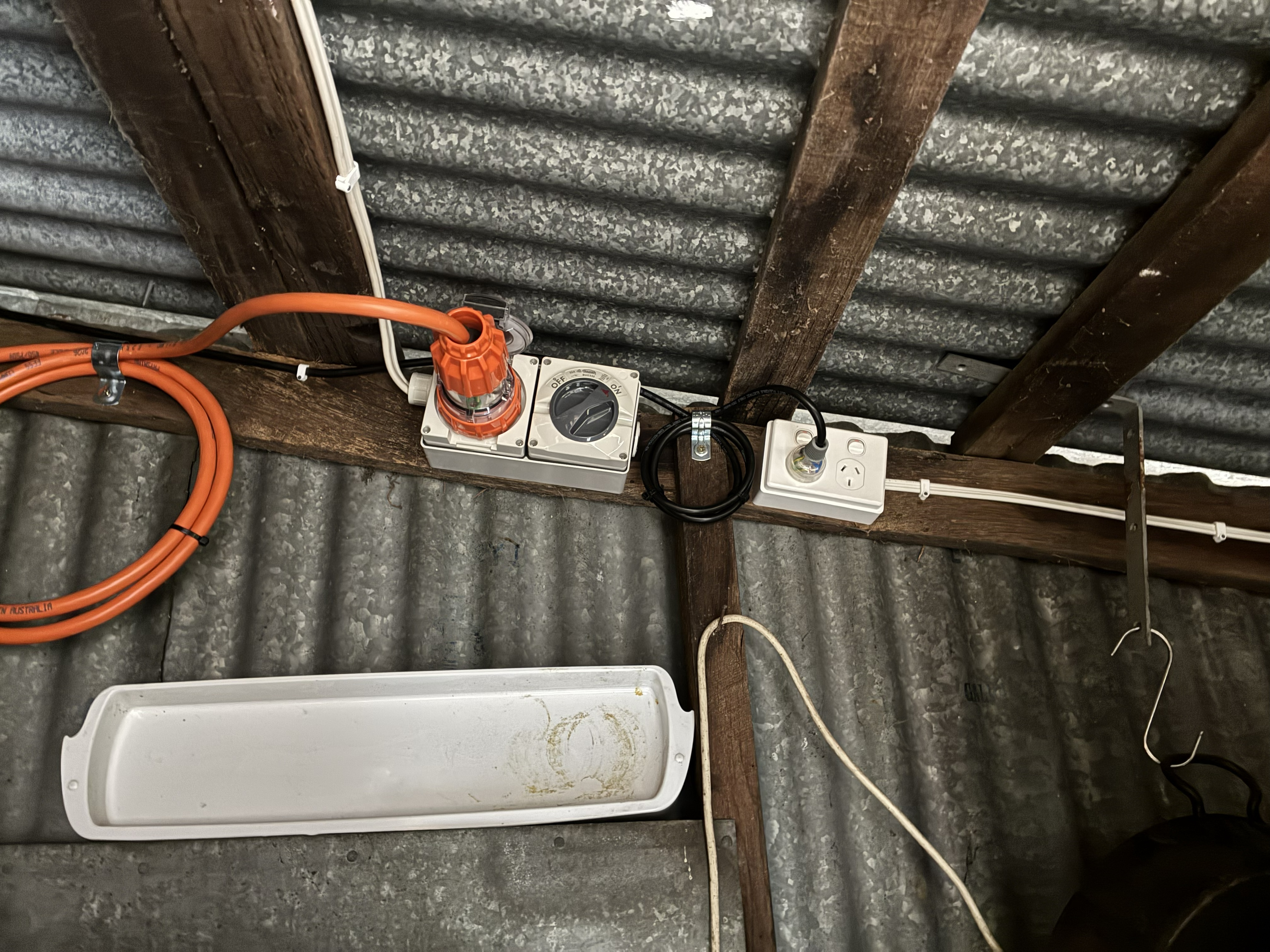 Dedicated electrical supply and isolator switch wired in to power the sauna