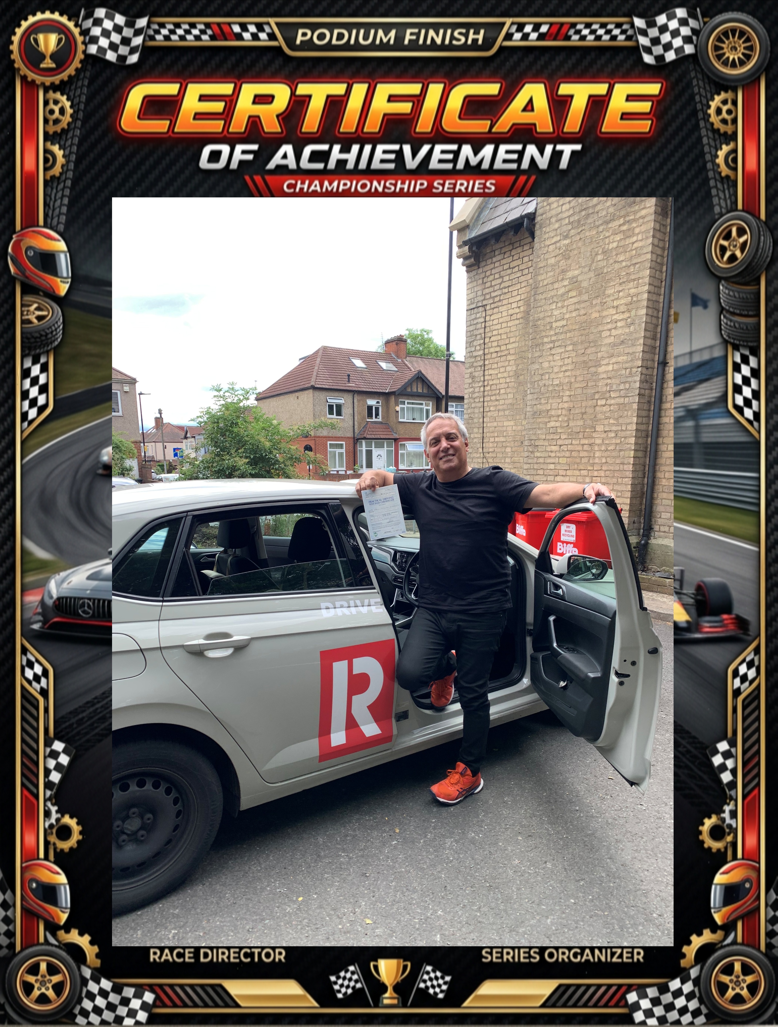Driving test pass celebration