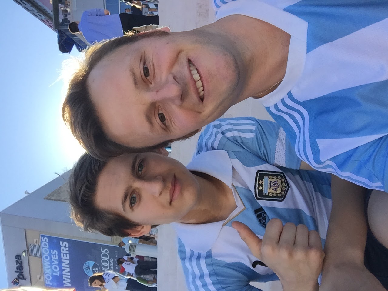 Alex and friend in Argentina jerseys