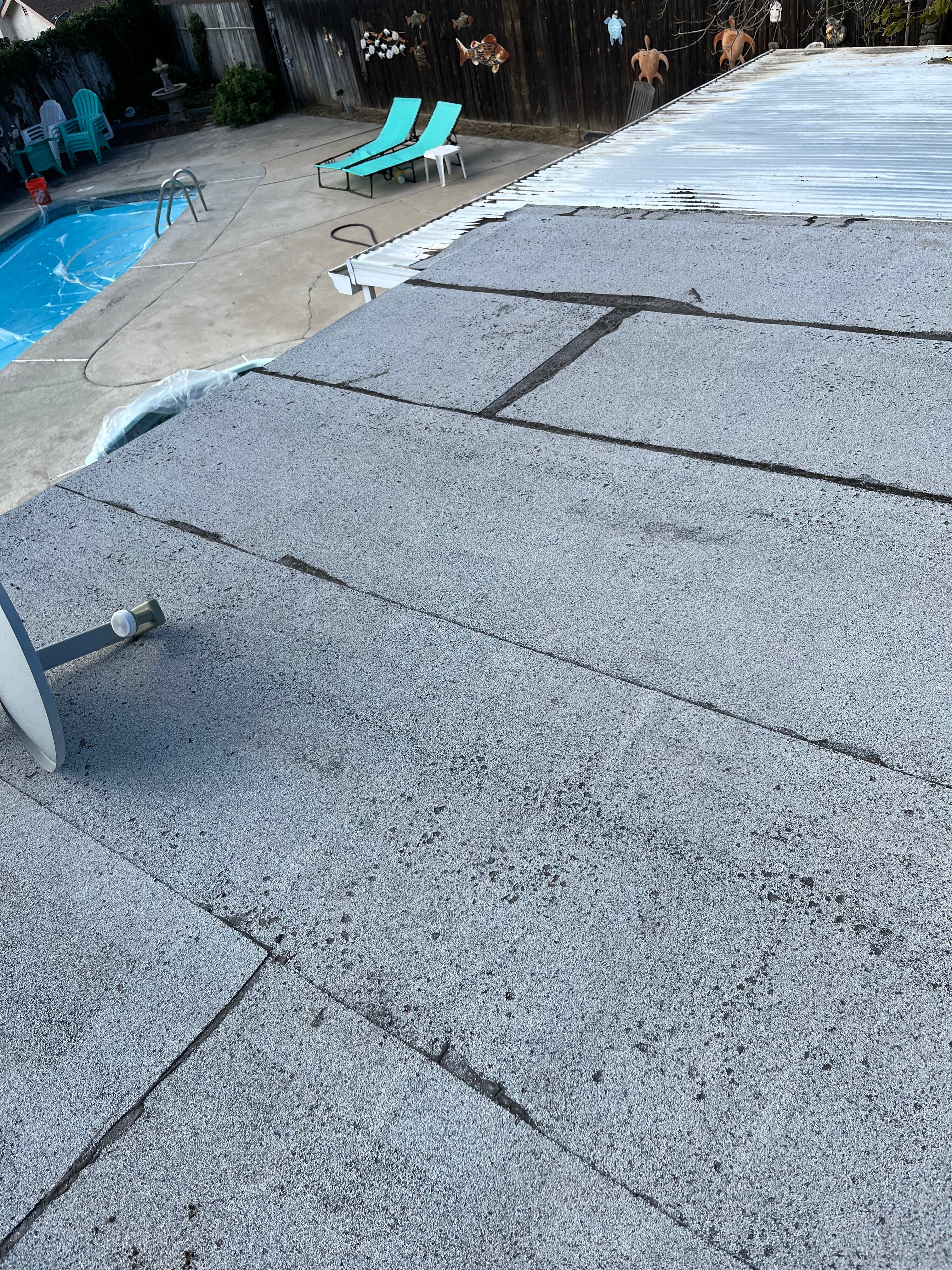 Completed flat roof section with clean seams for water protection
