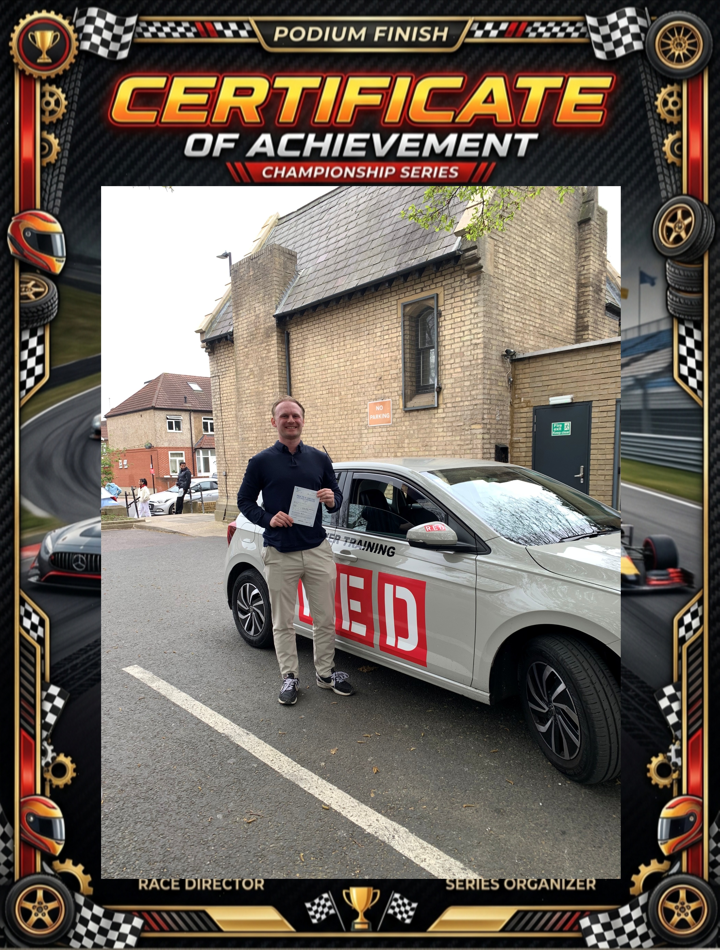 Driving test pass celebration