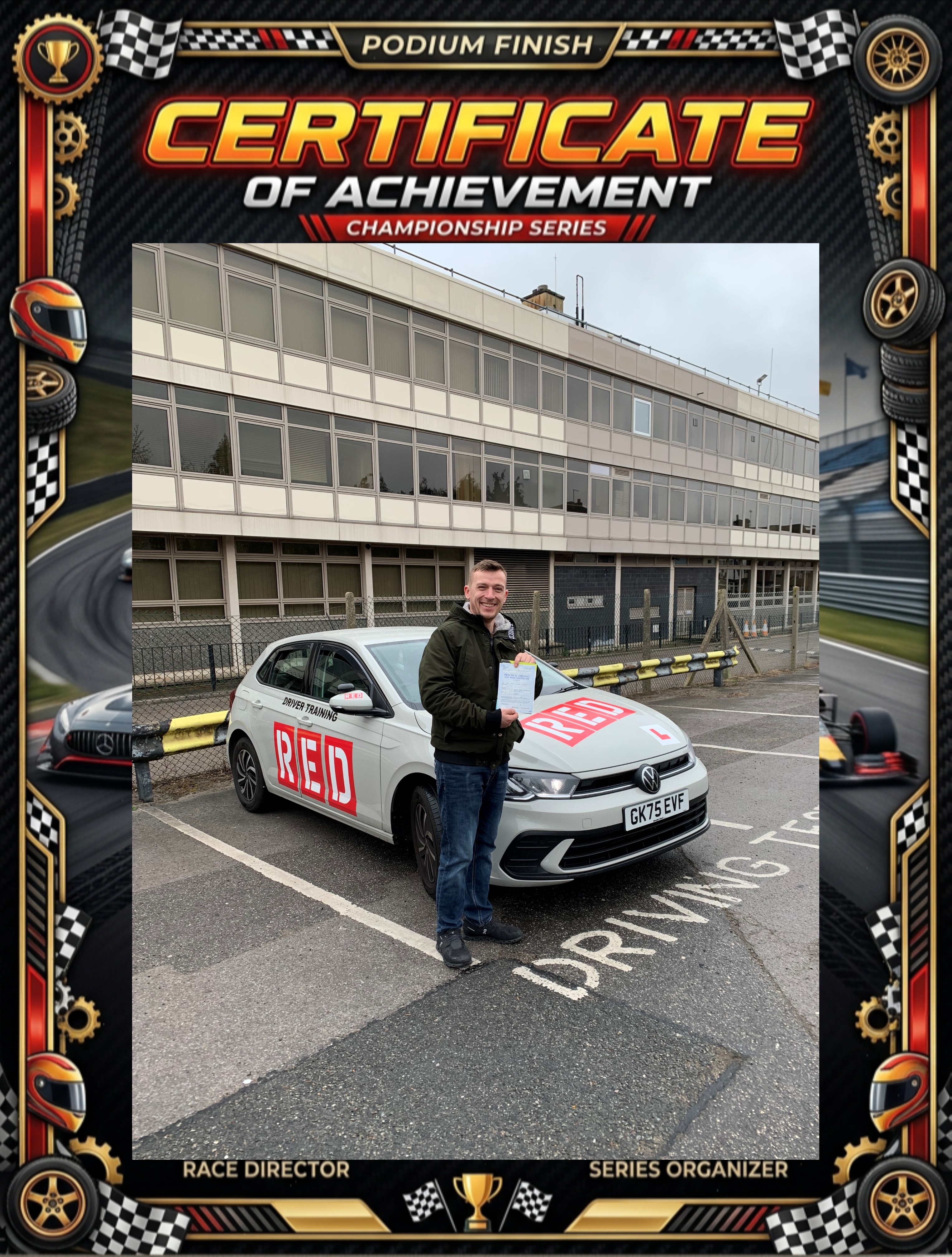 Successful driving test at test centre