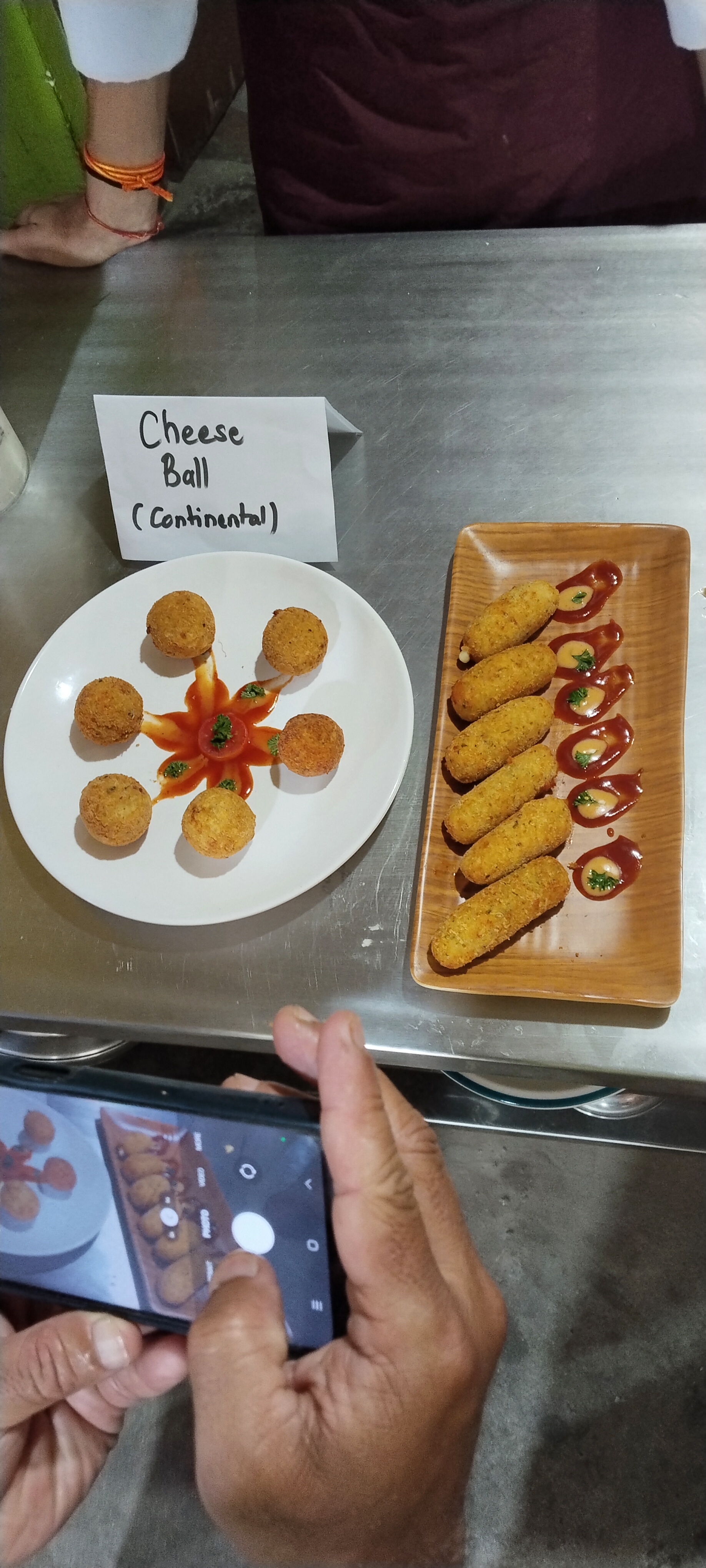 Cheese balls and croquettes plating