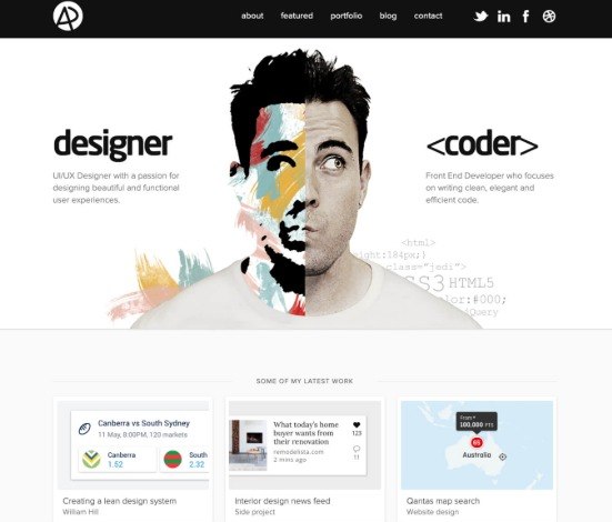 Designer Coder template - Split personality creative developer design