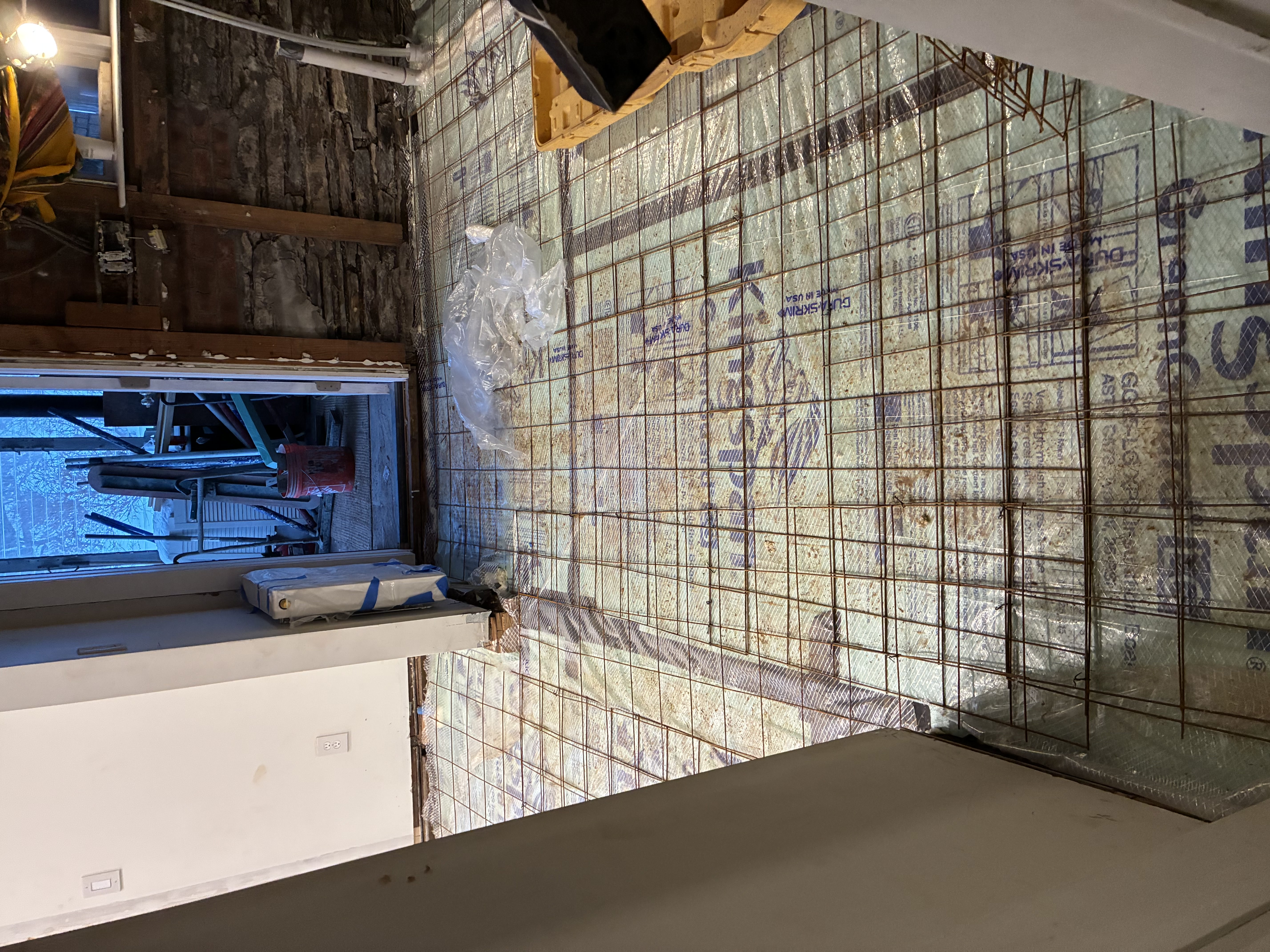 Interior floor prep with rebar grid