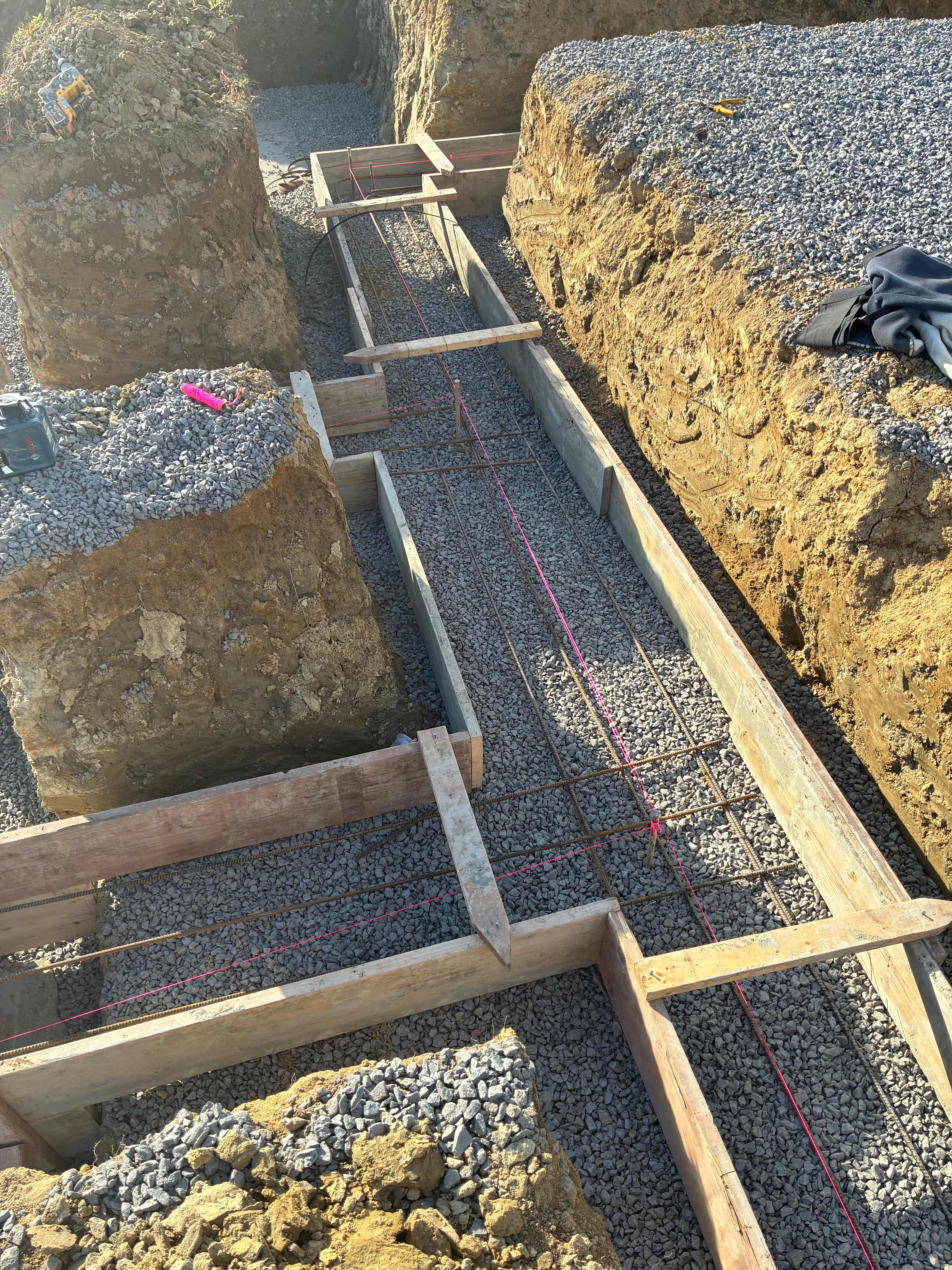 Footing forms from above showing corner