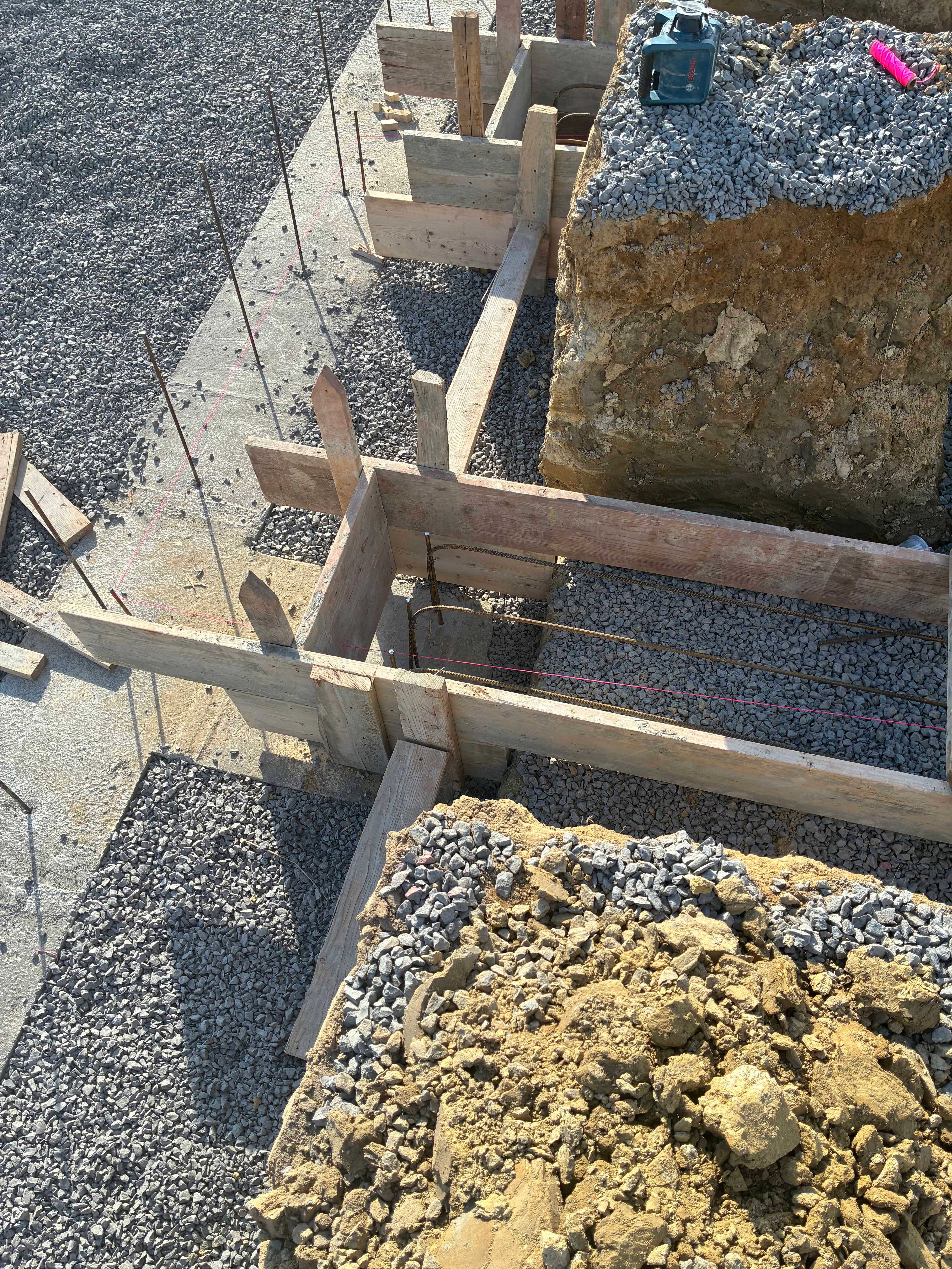 Foundation corner footings aerial view