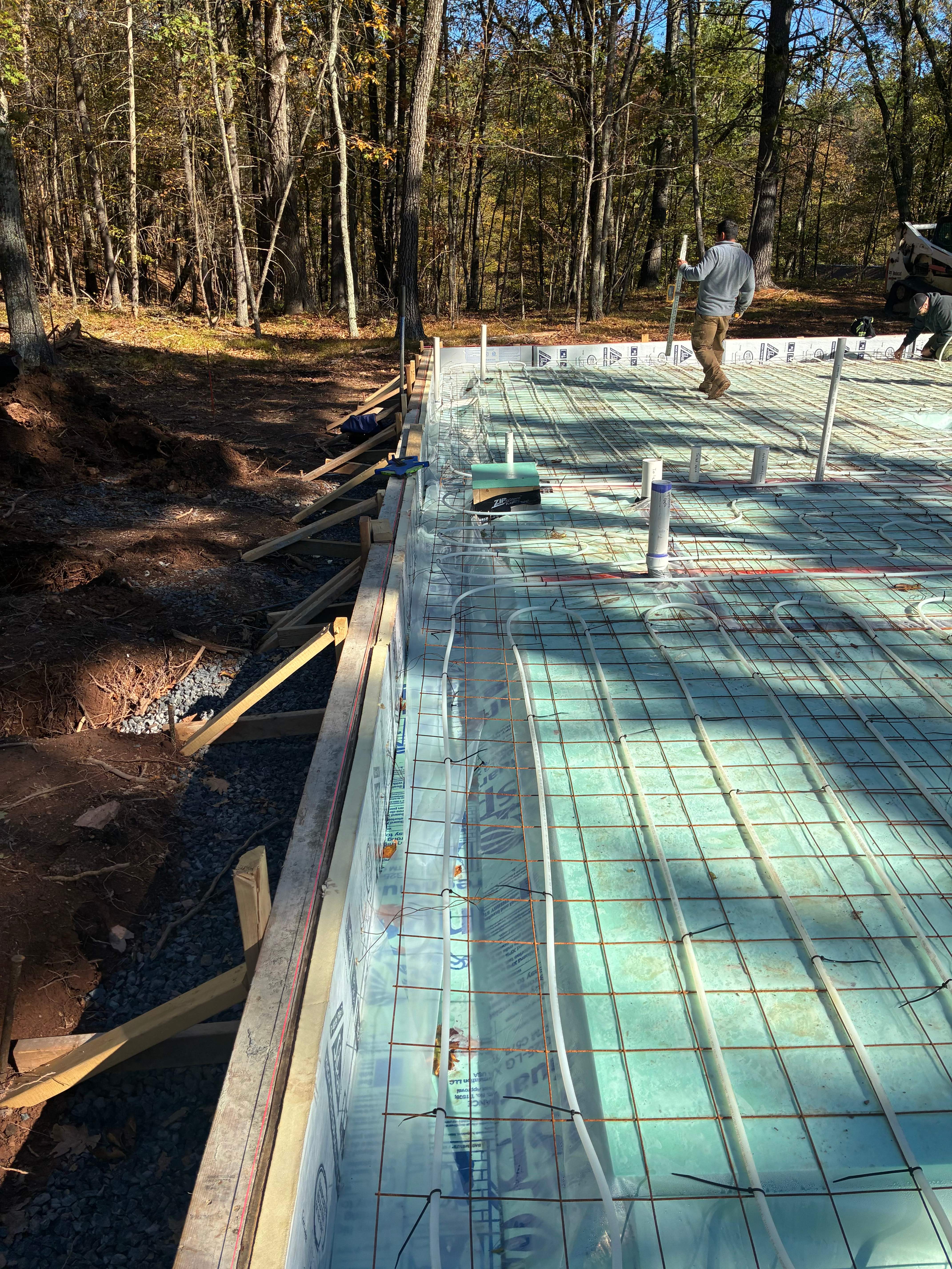 Large slab prep with radiant heat tubing