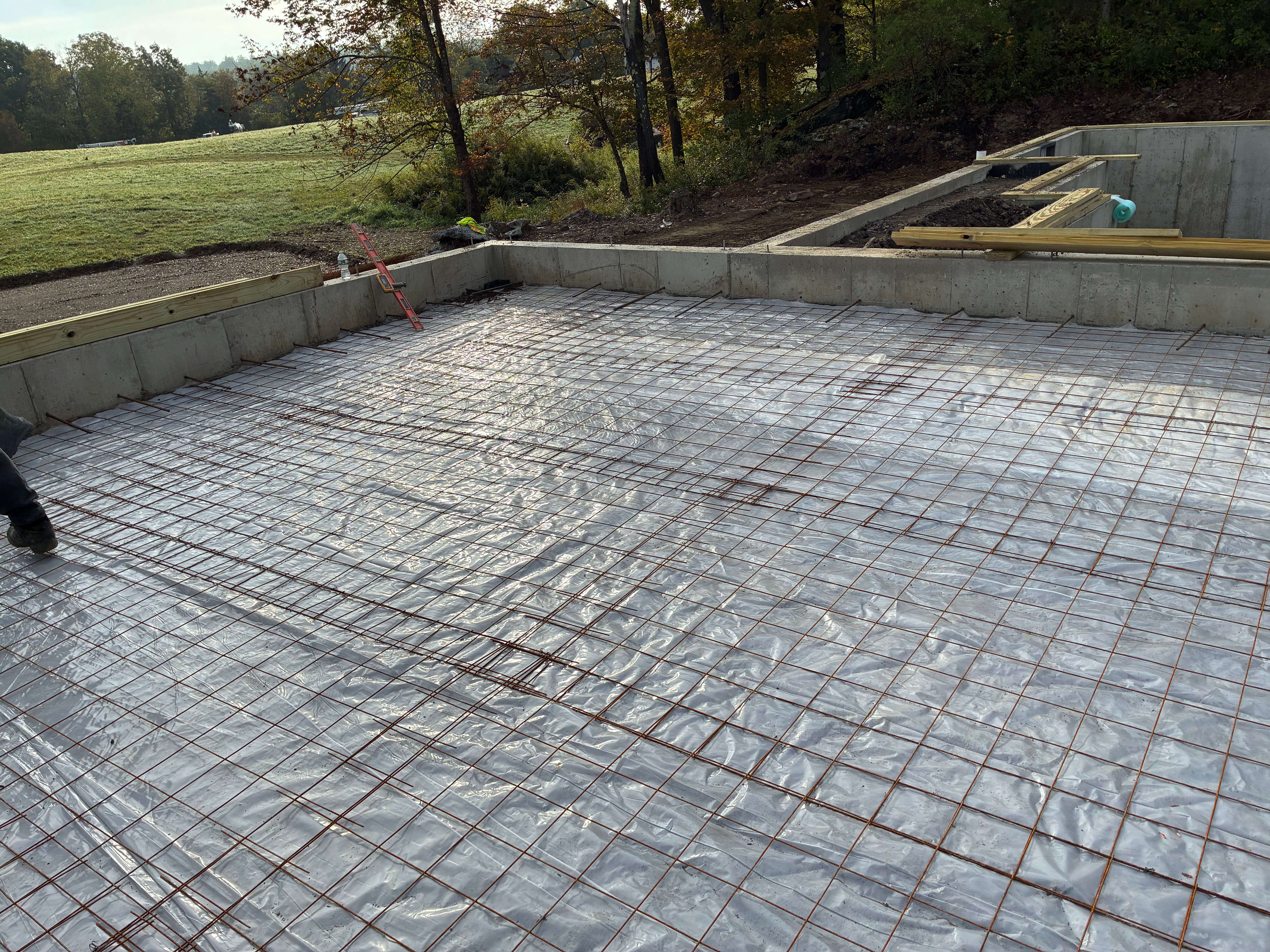 Large slab prep in completed foundation walls
