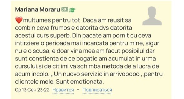 Recenzie Mariana Moraru – cursantă mulțumită