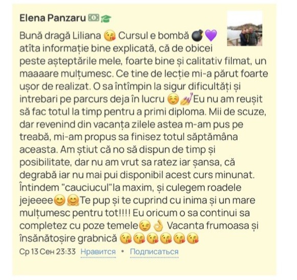 Recenzie Elena Panzaru – cursantă mulțumită