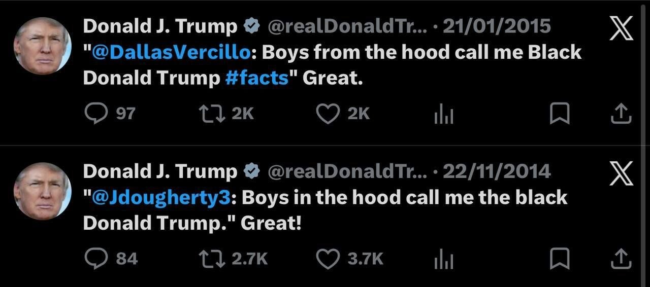 Original Black Donald Trump tweet screenshots