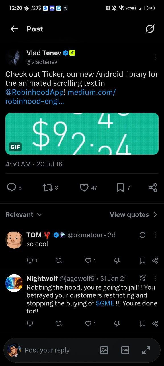 Co-founder Vlad Tenev posts