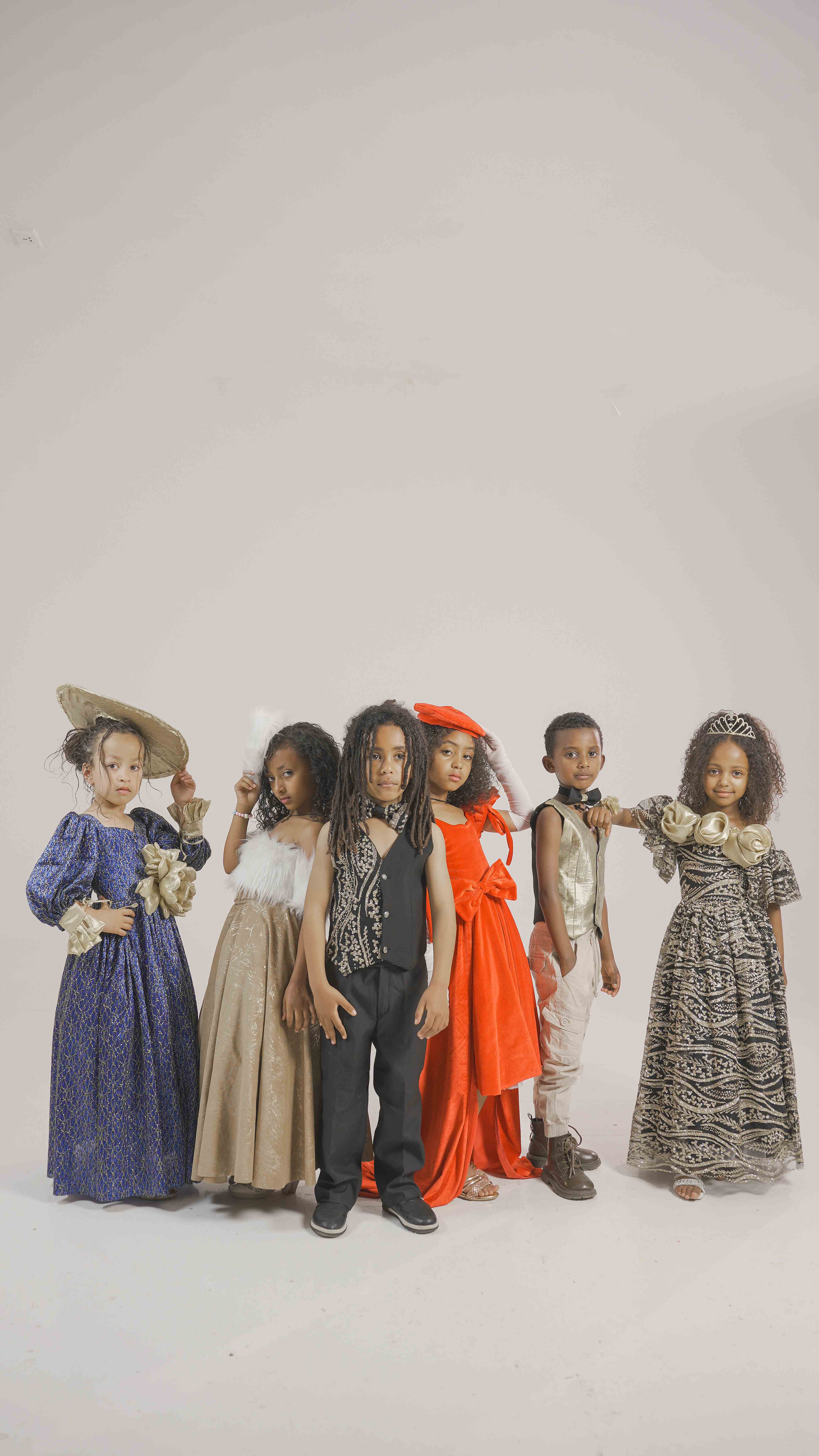 Group of children in colorful fashion looks