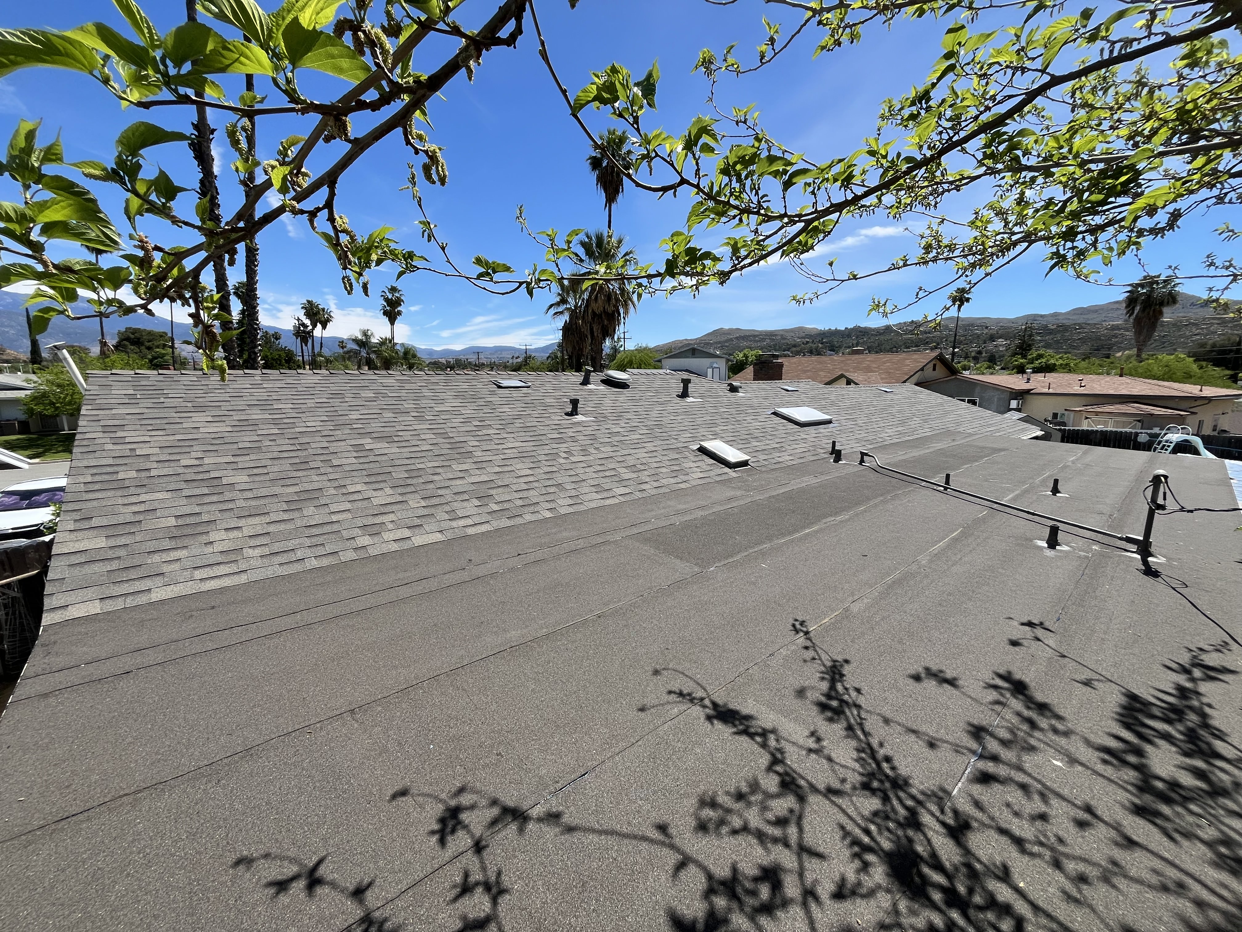Completed shingle and flat roof project in Southern California