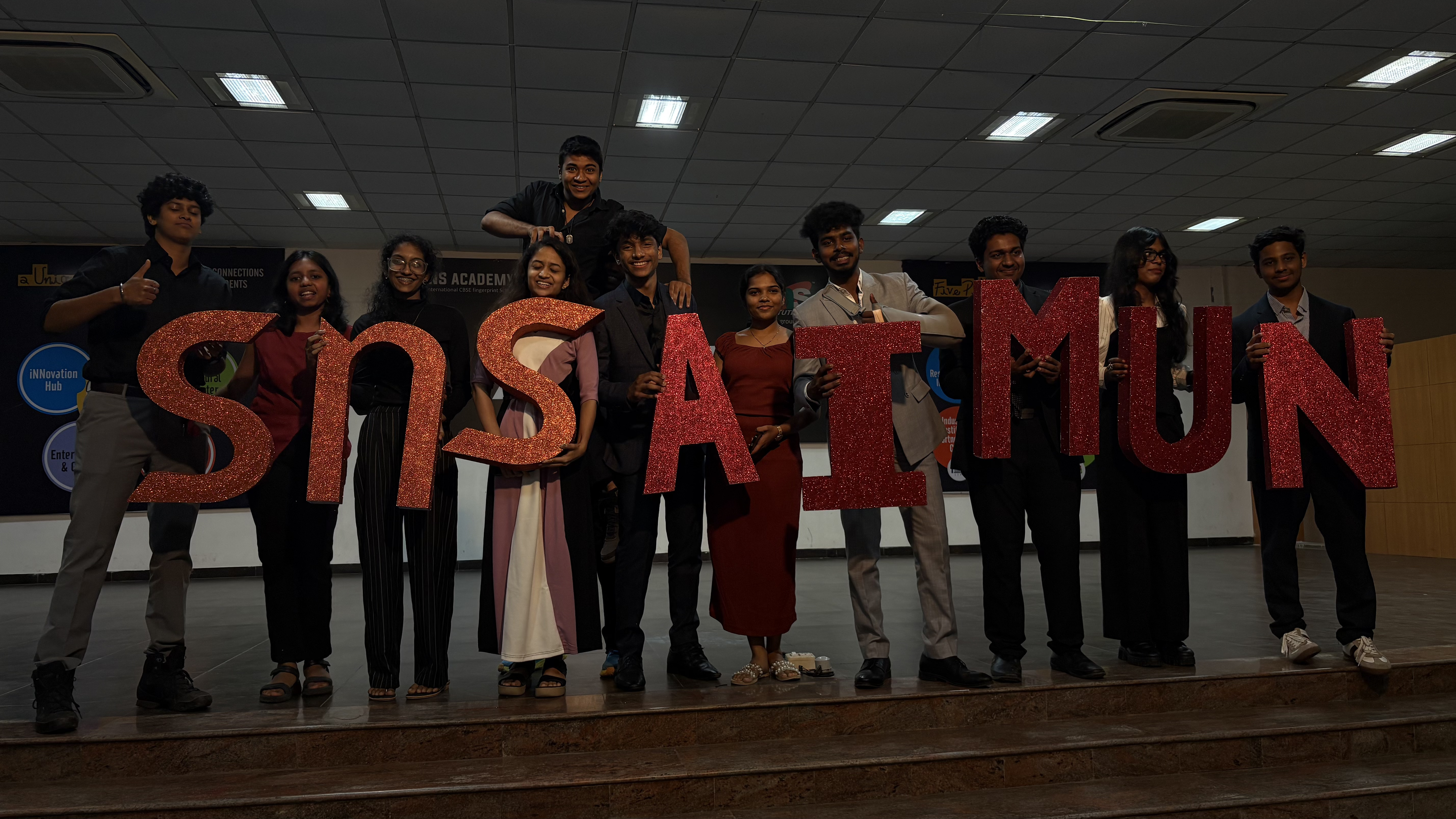 Delegates working together during a Model United Nations session