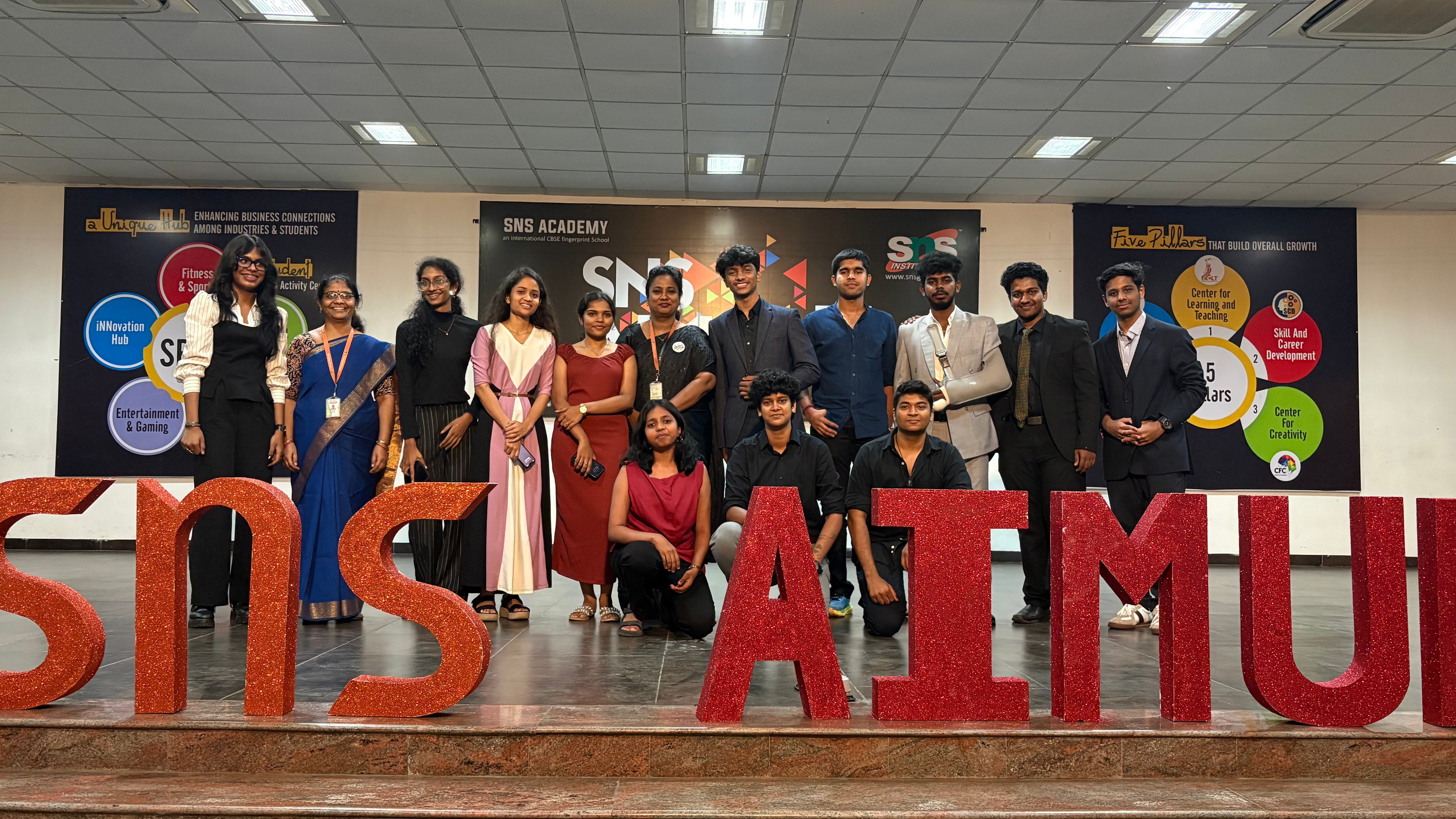 SNS AIMUN participants and mentors posing together