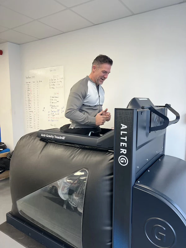 Patient using the AlterG Anti-Gravity Treadmill during rehabilitation session