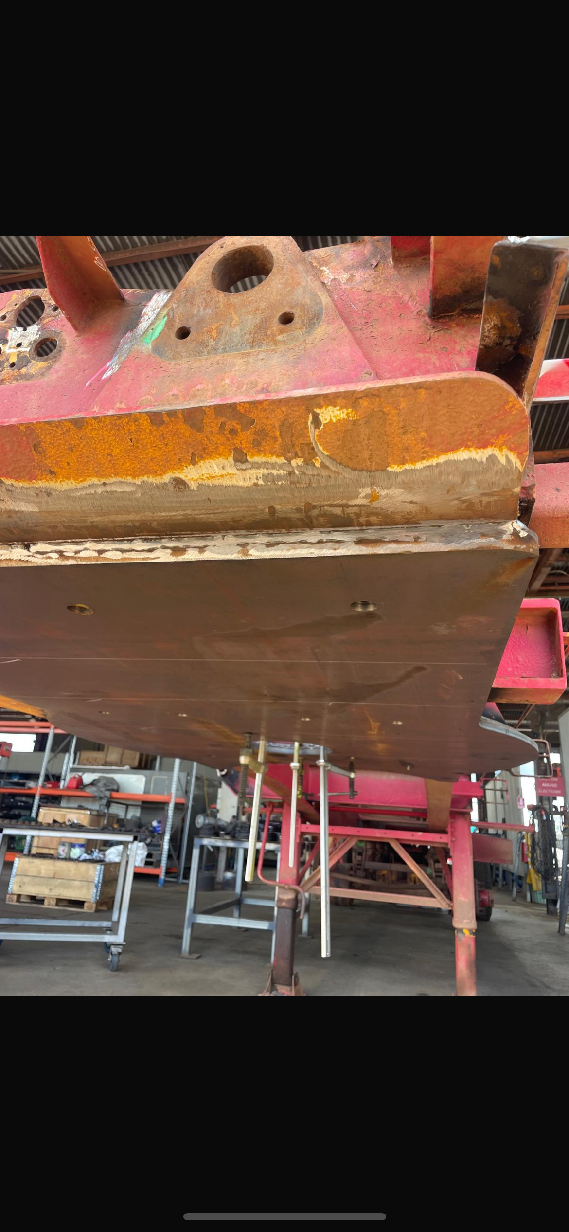 Skid plate replacement on heavy duty trailer
