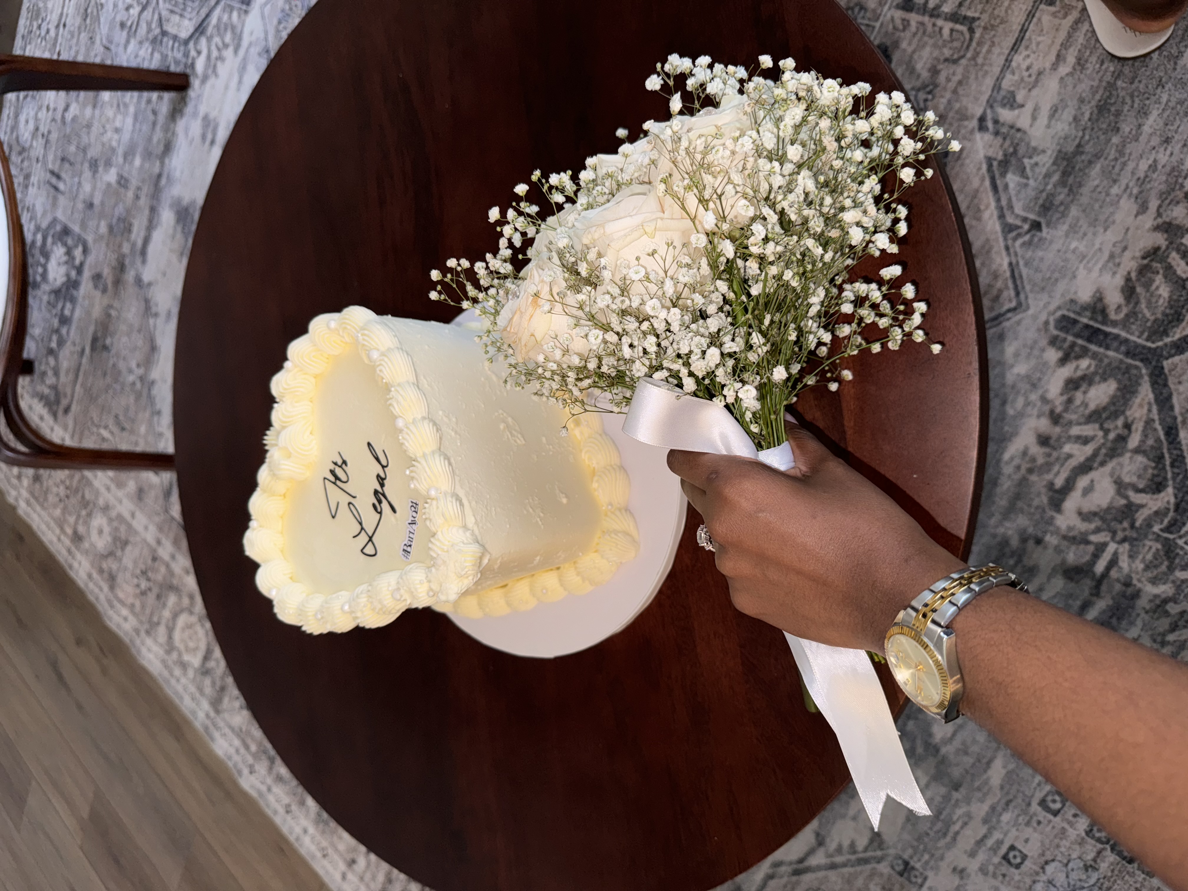 Baby's breath with celebration cake