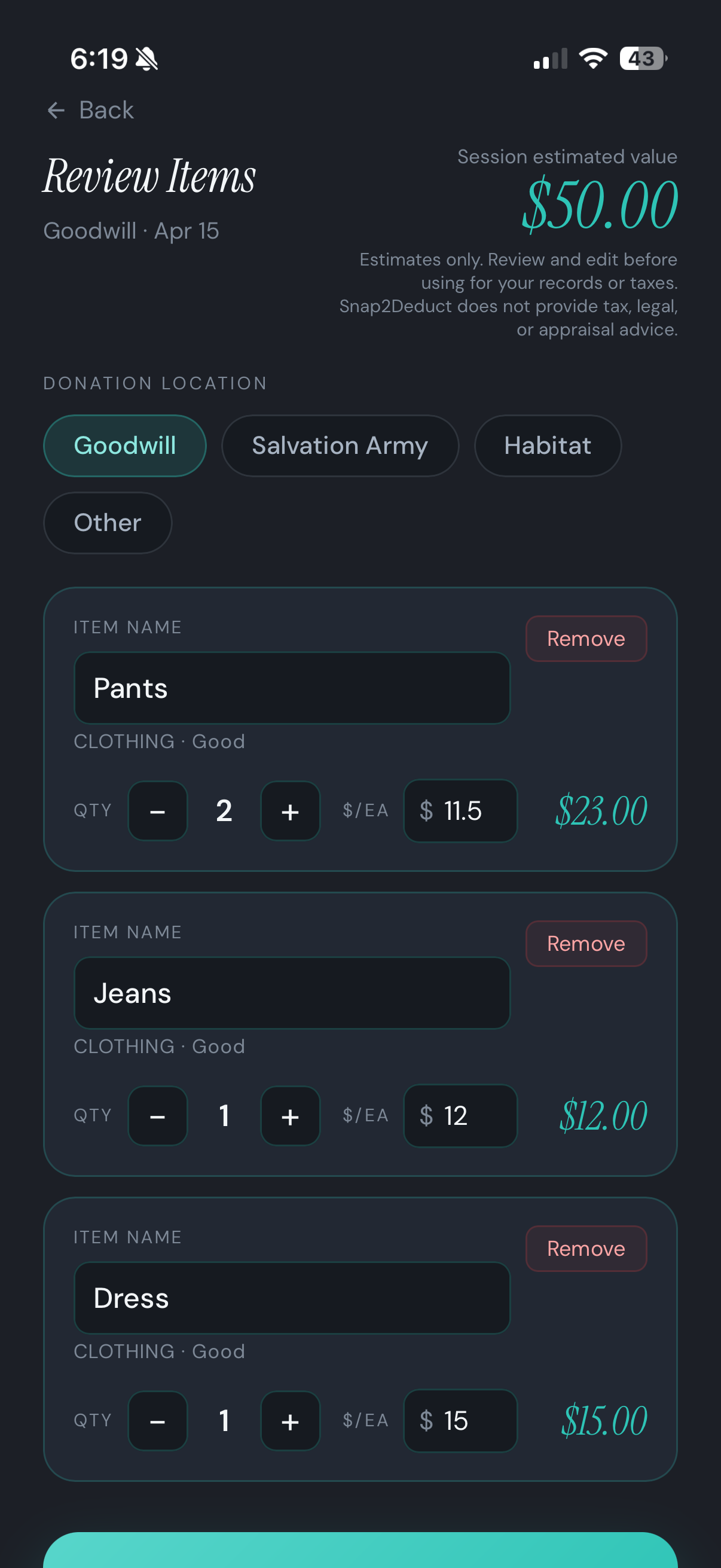 Step 02: AI identifies every item instantly