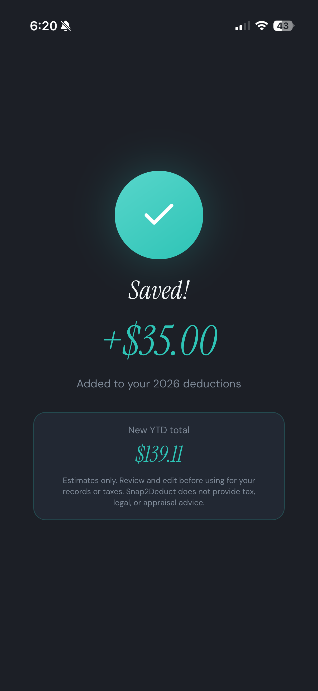 Step 04: Saved to your deduction record