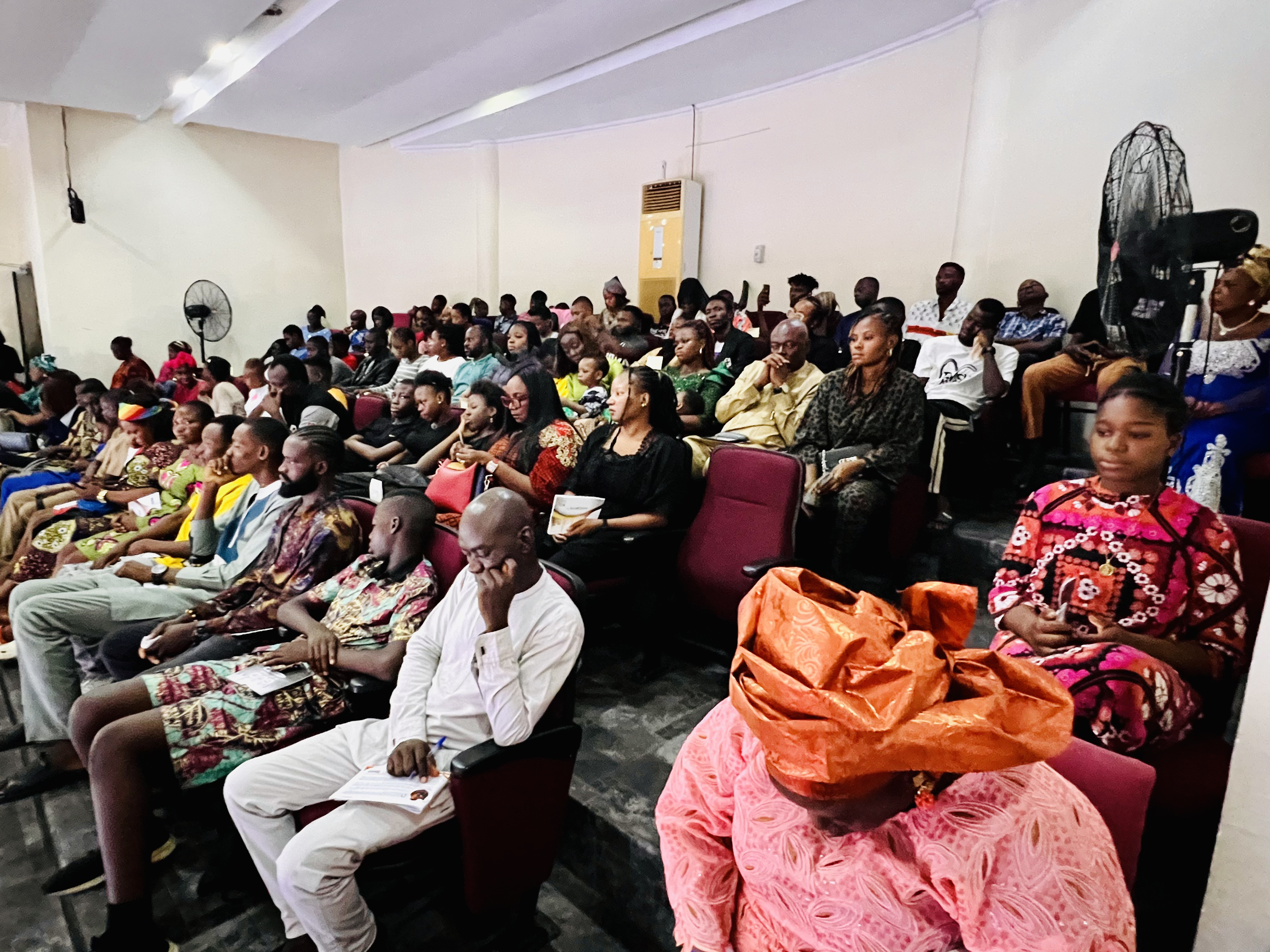 Congregation seated in auditorium
