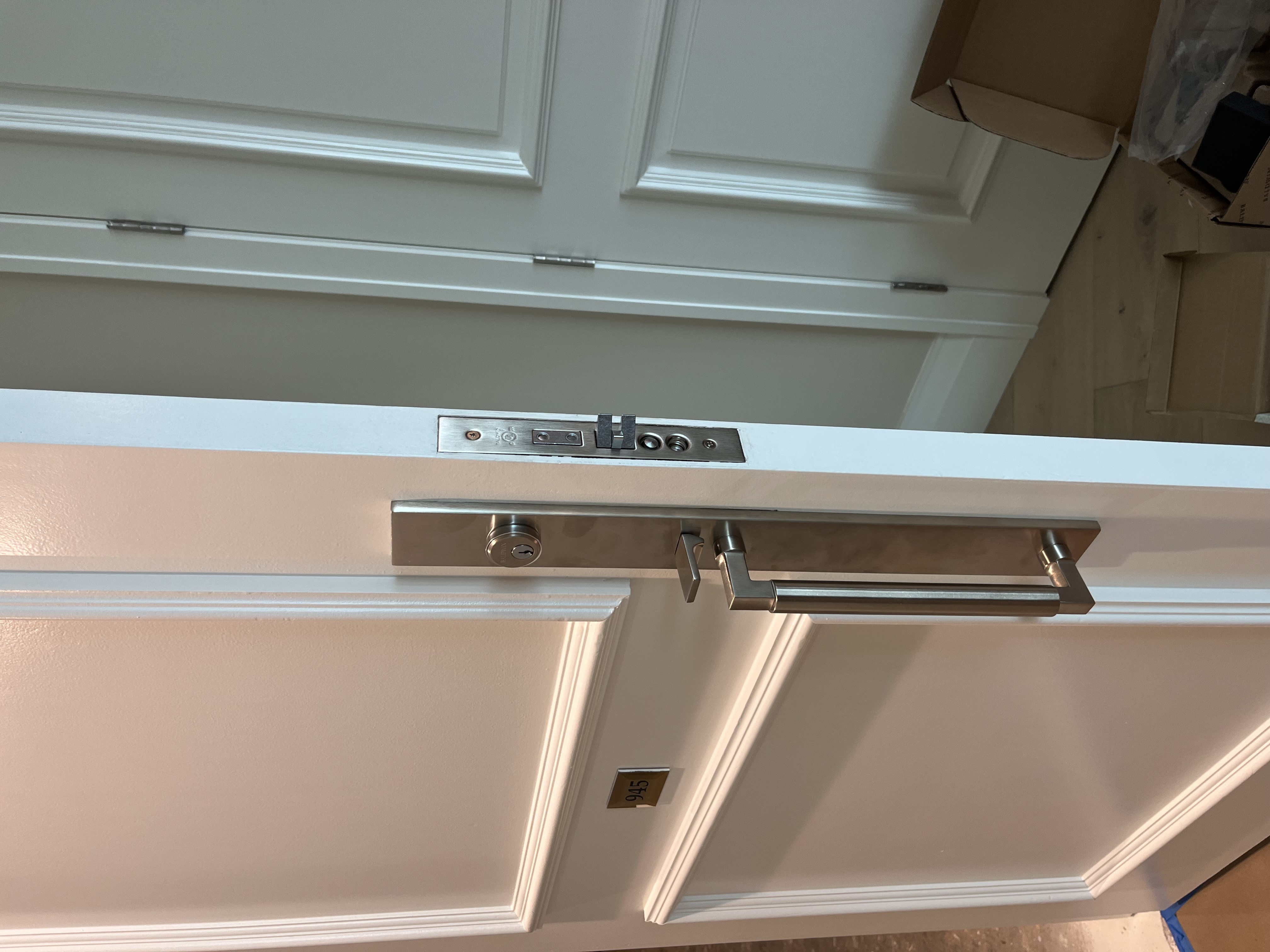 After: Baldwin Estate handleset on exterior, polished and fully installed
