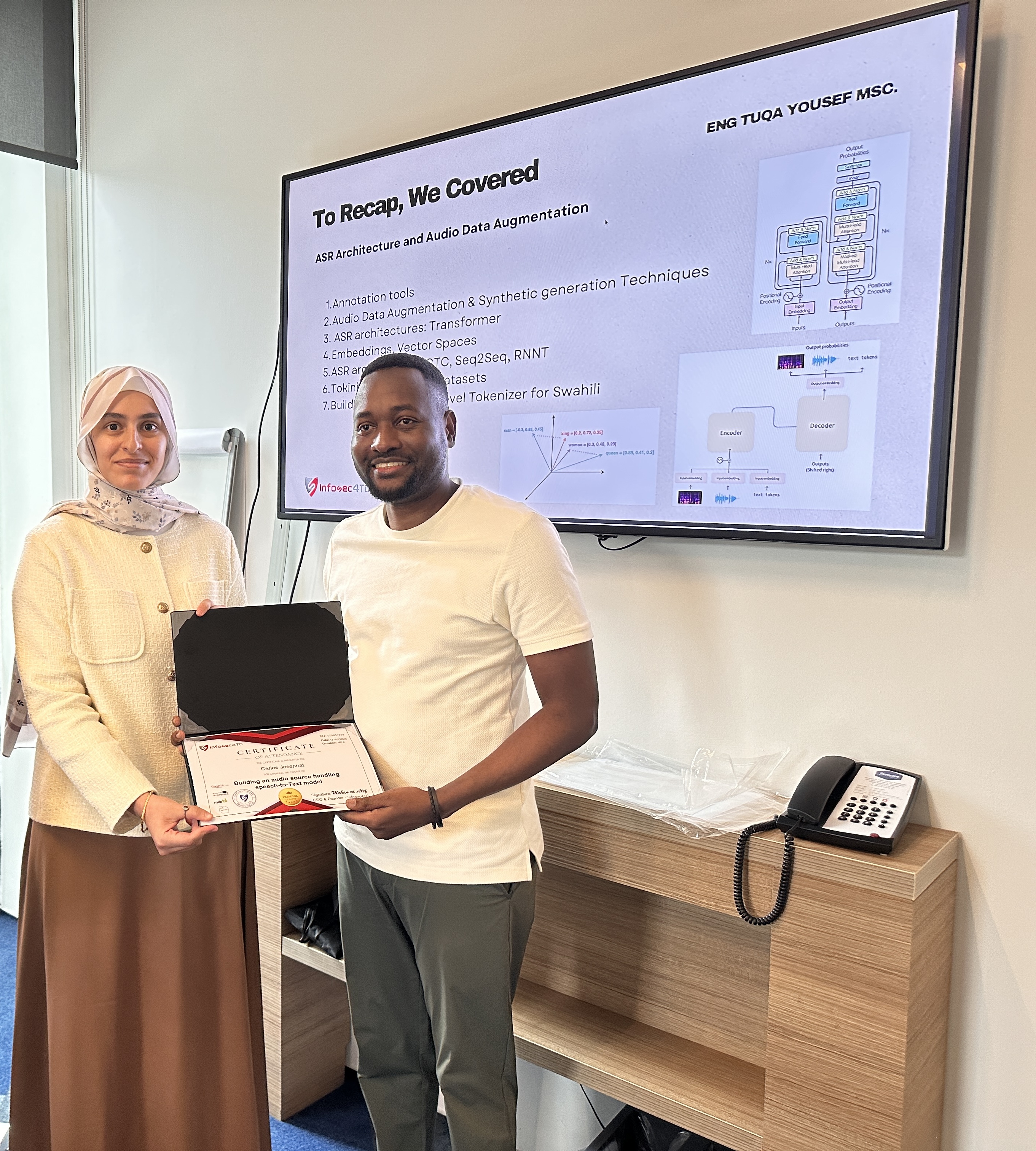 Certificate presentation after ASR Architecture training workshop