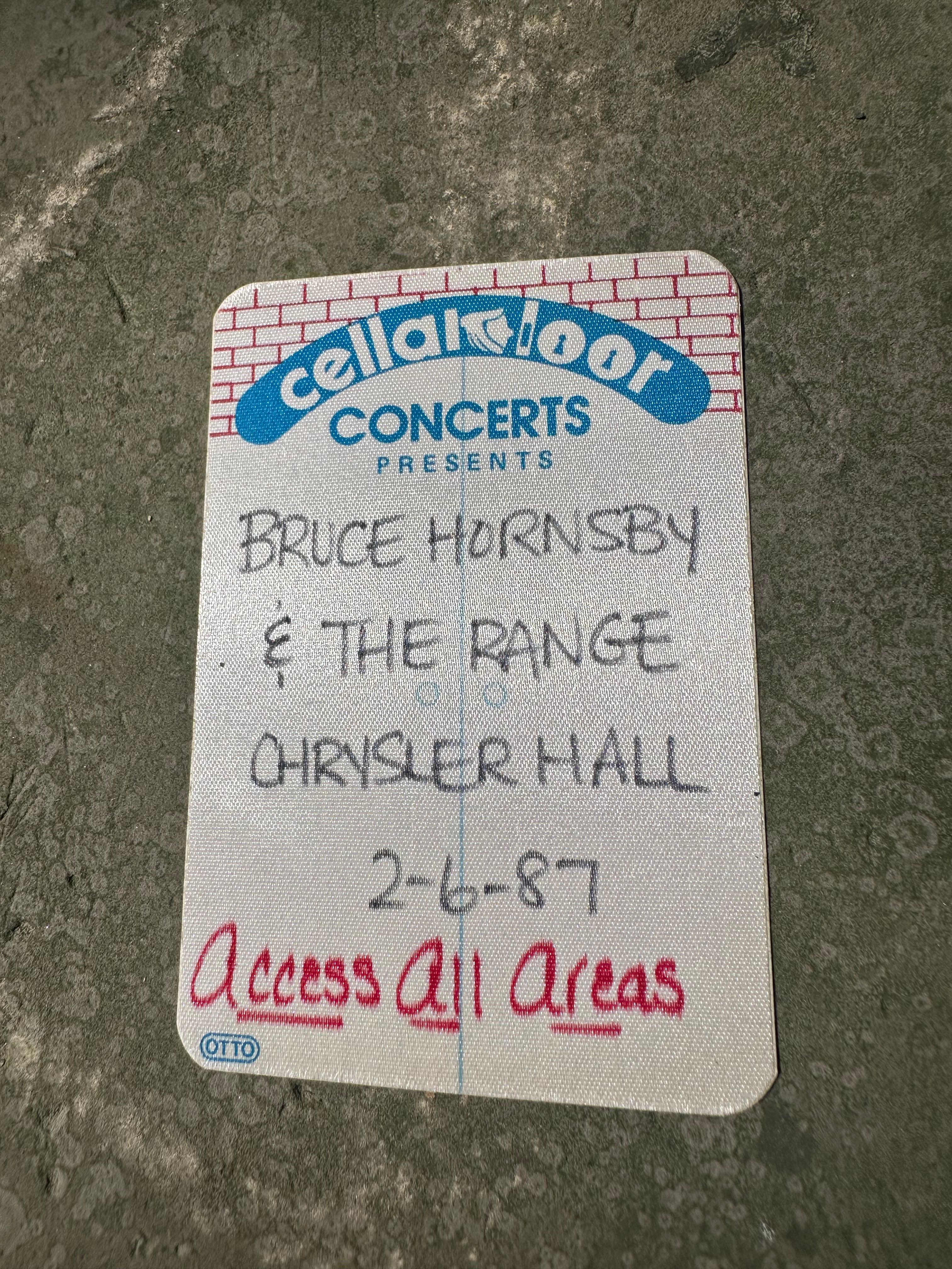 Bruce Hornsby & The Range Backstage Pass – 2/6/1987, Chrysler Hall, Norfolk, Virginia