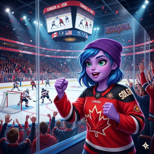 SOLGIRL at Hockey Game - Canada vs USA