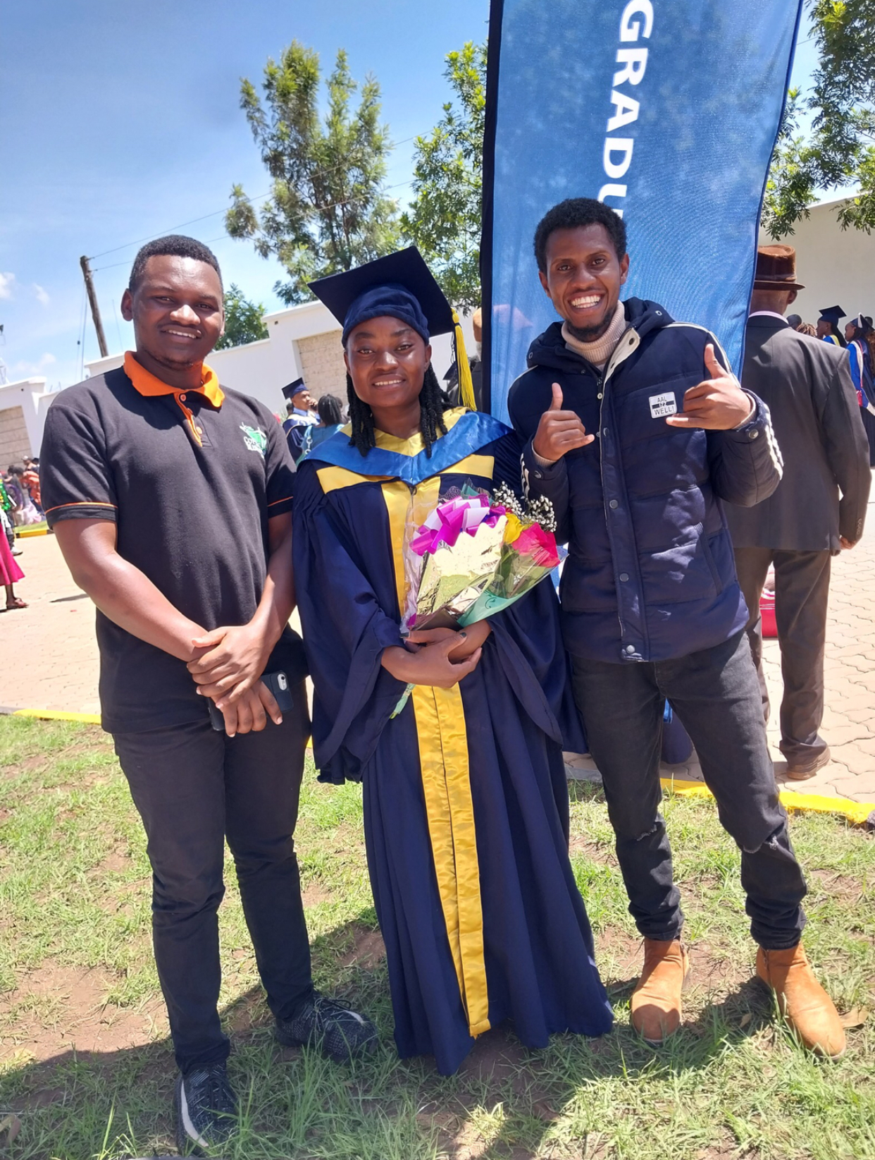 Three beneficiaries at graduation