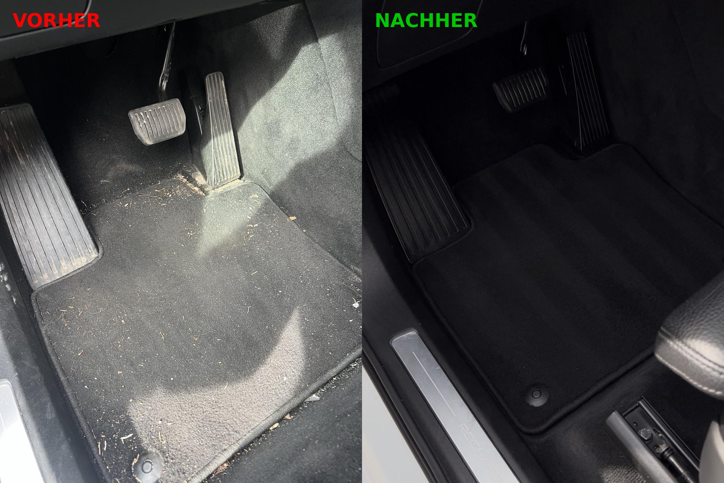 Fußraum Reinigung Vorher/Nachher