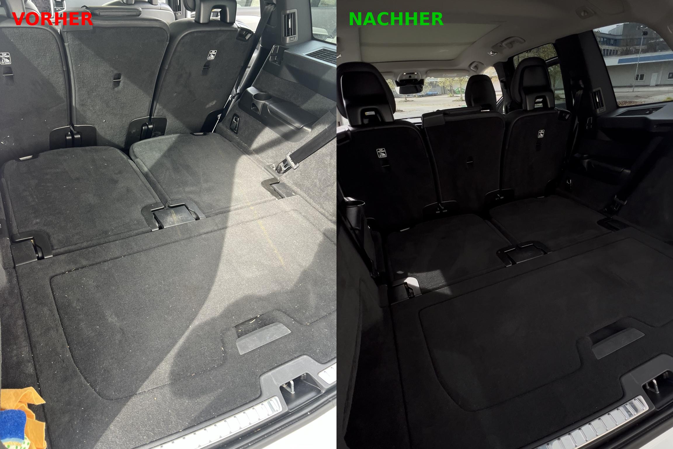 Kofferraum Reinigung Vorher/Nachher