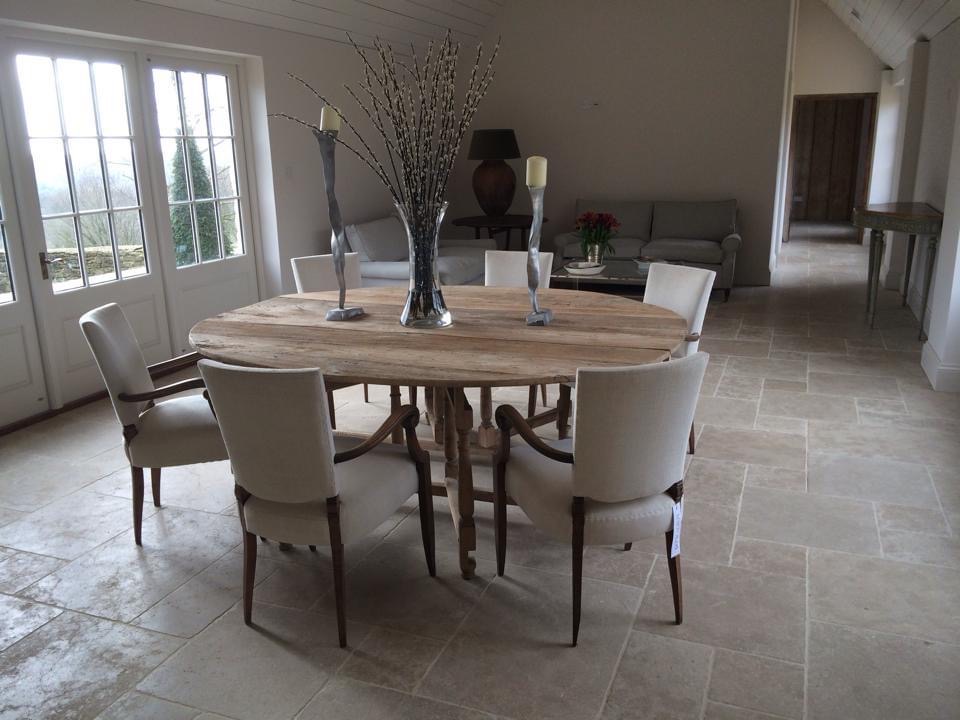 Open plan dining area with vaulted ceiling