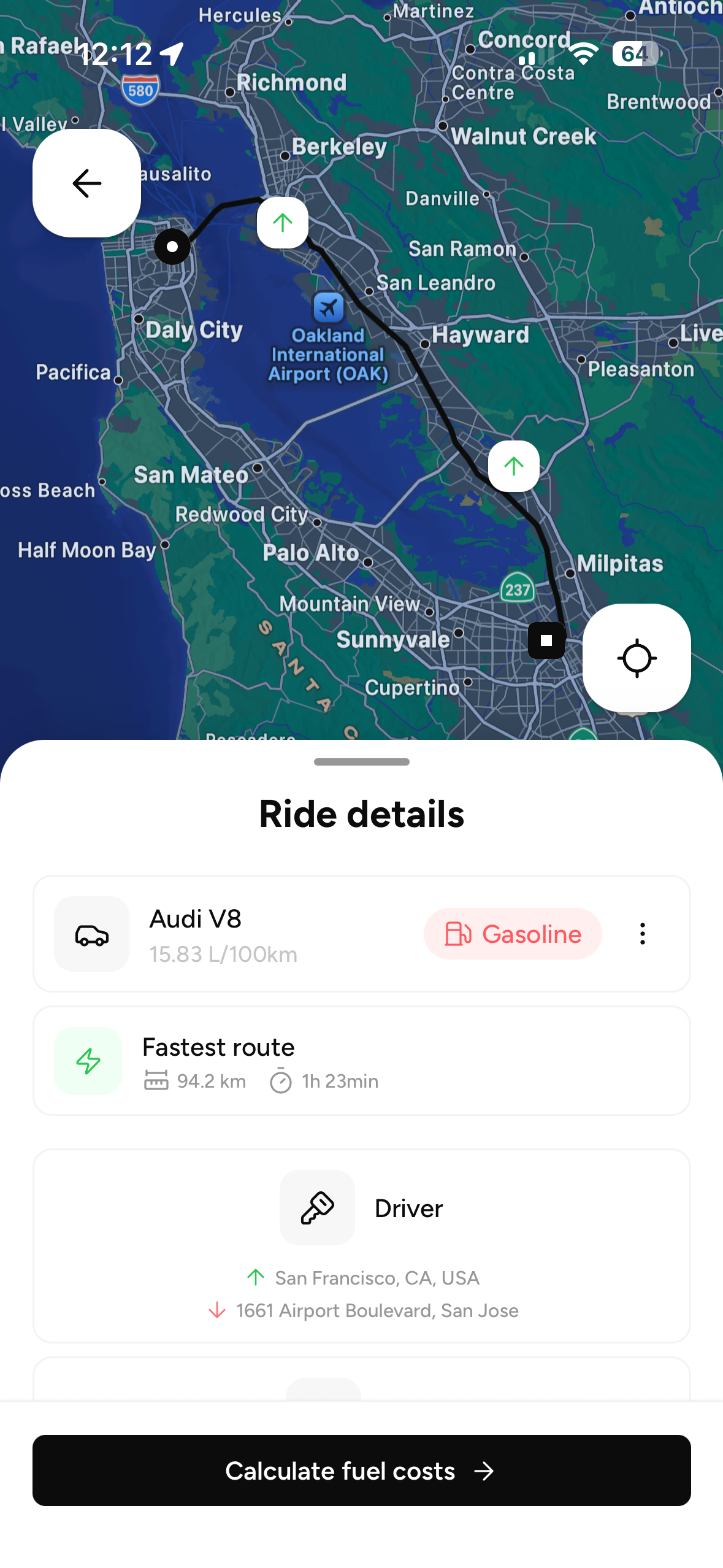 GasSplit - Ride details screen